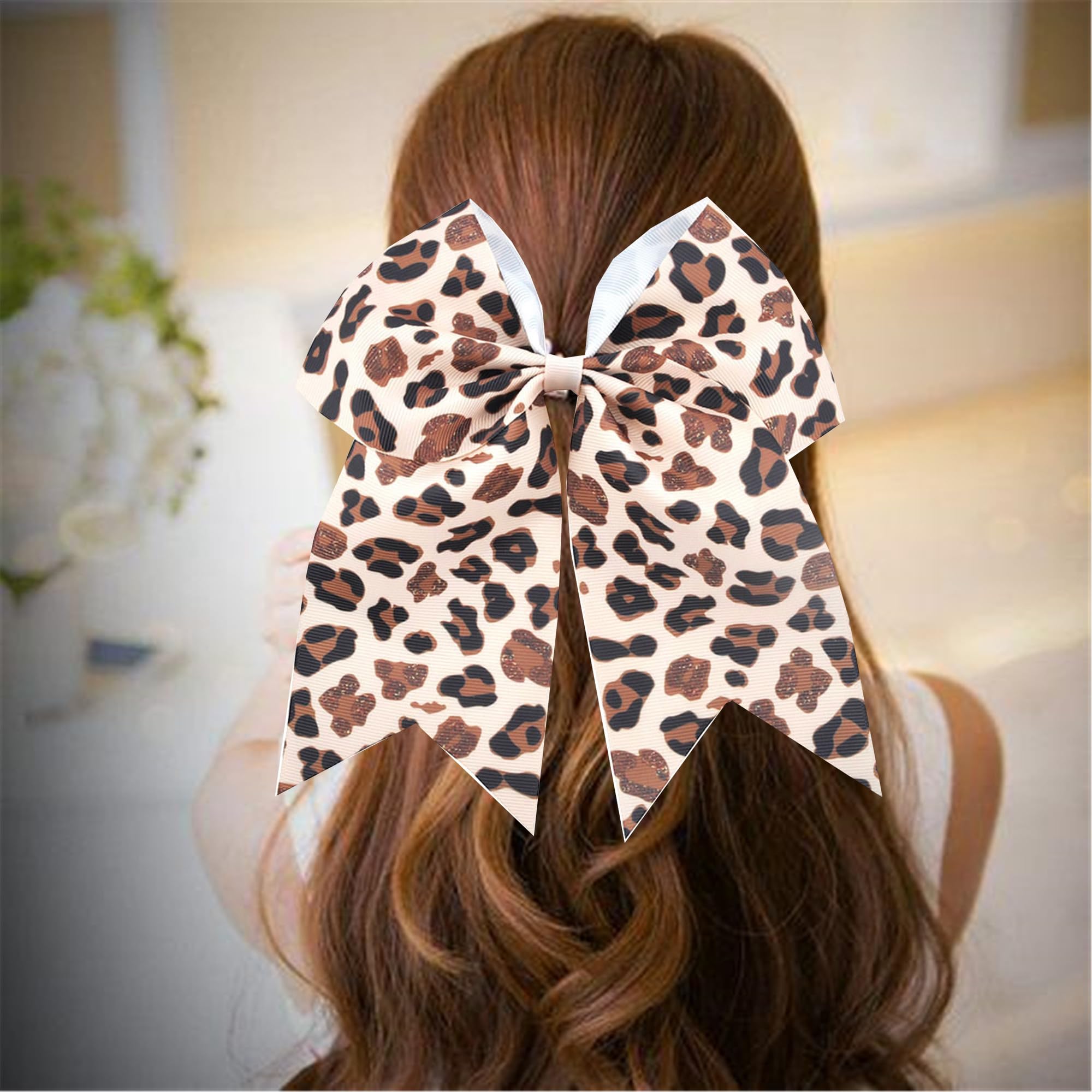 Amazon.com : Leopard print Cheer Bows Hair Tie Hair  display picture 2