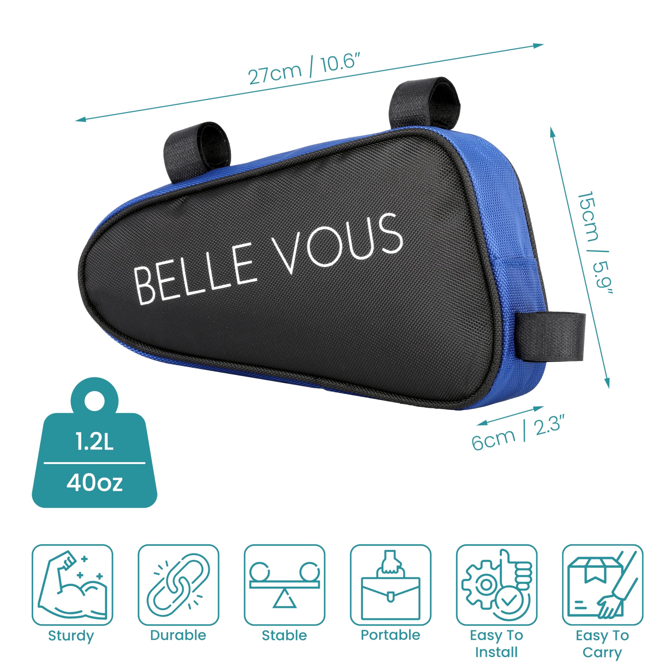 BELLE VOUS Borsa Triangolare da Bici - Marsupio Mtb da Corsa - Accessori Porta Oggetti - Borsello per Telaio Bicicletta - Gadget Bikepacking - Portaoggetti Impermeabile