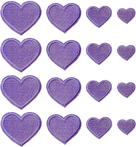24 parches para planchar con corazón morado, parches bordados con corazón para ropa, chaquetas, sombreros, mochilas, jeans