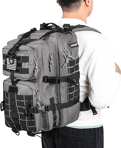 Vista 35 de Mochila táctica militar para campamento de 3 días, equipo de asalto para transportar carga, ligero y modular, Negro