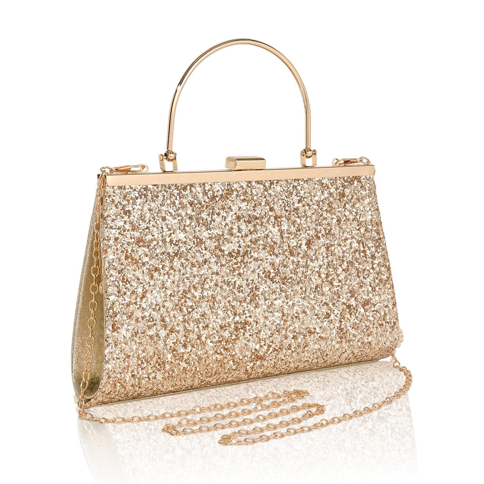 AIBAOWU Evening Bag for Women Sparkly Handbag with Chain, Women's Shoulder Bag Pleated Clutch Purse for Wedding, Prom, Party