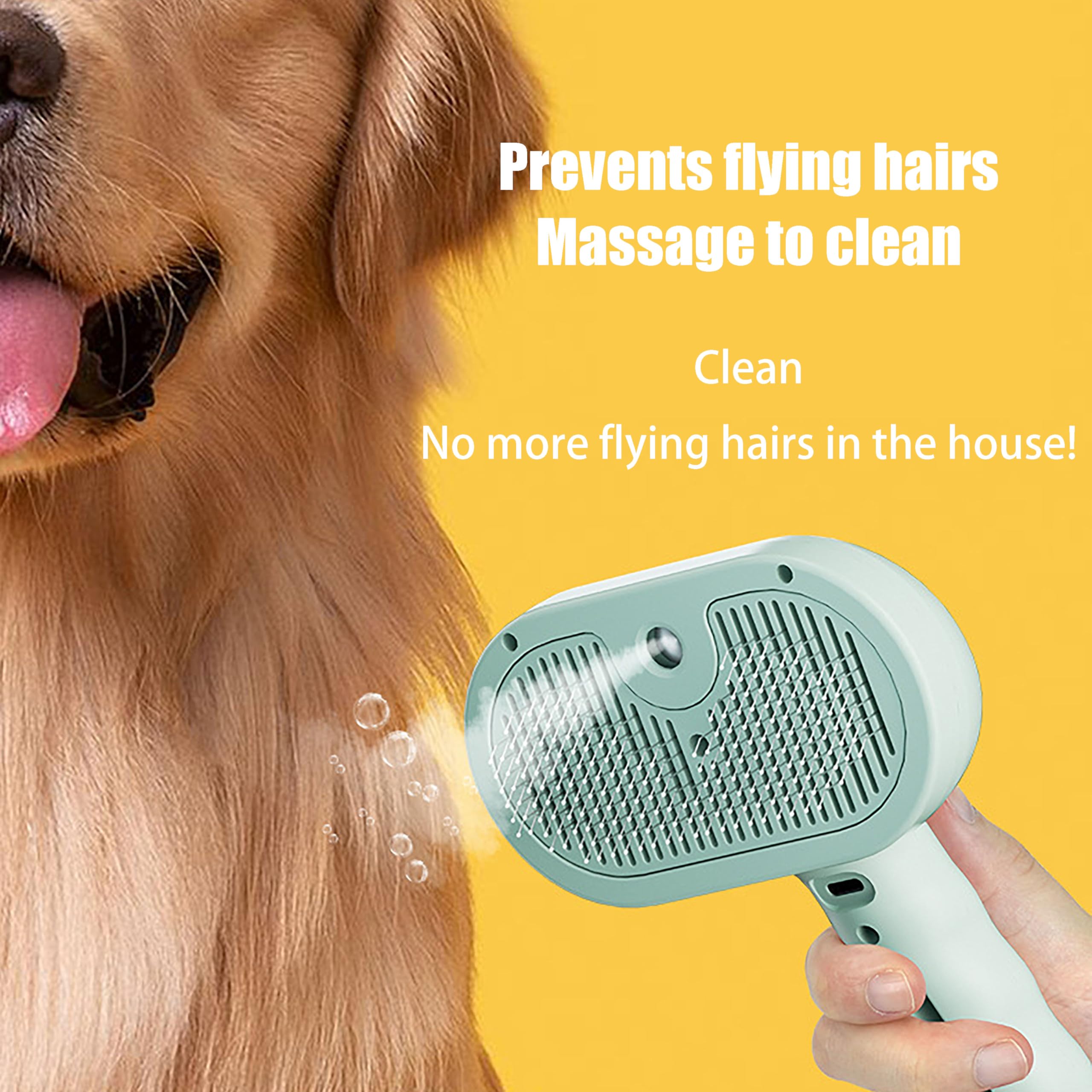 Cepillo de vapor 3 en 1 para gatos, cepillos de vapor de acero inoxidable ABS para perros, cepillos silenciosos de 36 dB con aerosol, con un tanque de agua integrado de 35 ml para mascotas, todo tipo