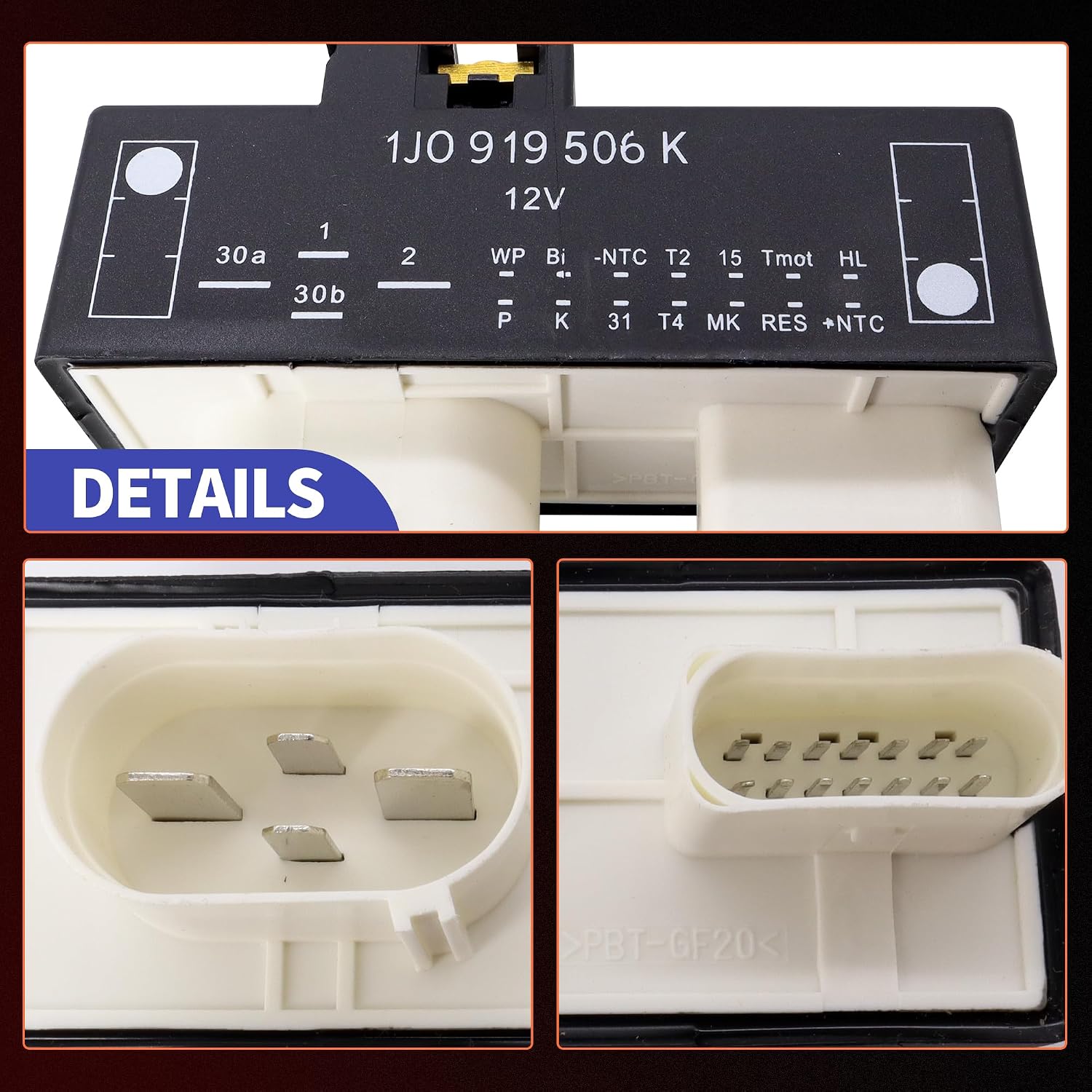 HiSport Cooling Fan Control Module Relay Radiator Unit 1J0919506K 902419 Compatible with Audi TT Quattro Replacement for Volkswagen Beetle Golf Jetta