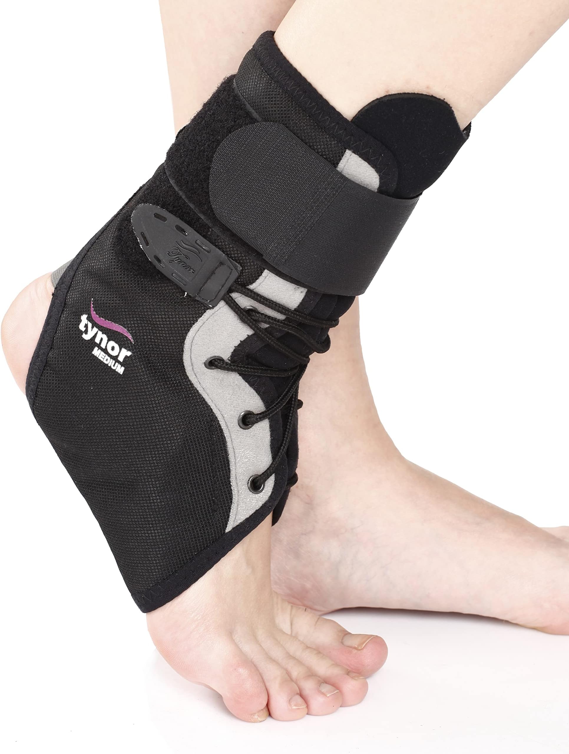 TYNOR Ankle Brace, Black, Medium, 1 Unit