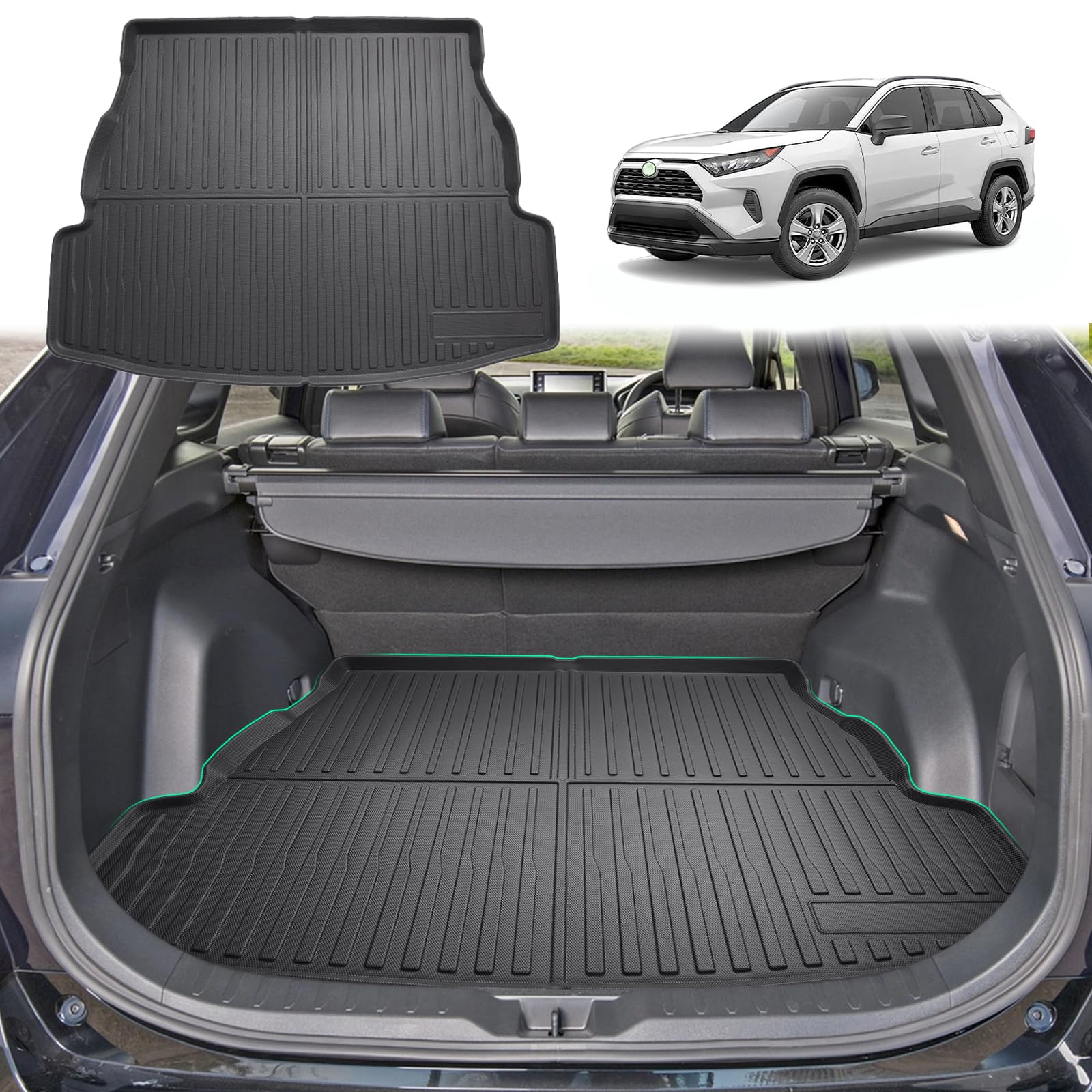 GAFAT Toyotα RAV4 2019-2024 2025 Boot Liner, RAV4 2025 UK Boot Mats Rubber Mats Easy to Fold, RAV4 Hybrid Non-Slip Mats Car Boot Cover TPE 3D-Scan High Edge, Compatible with Toyota RAV4 Accessories
