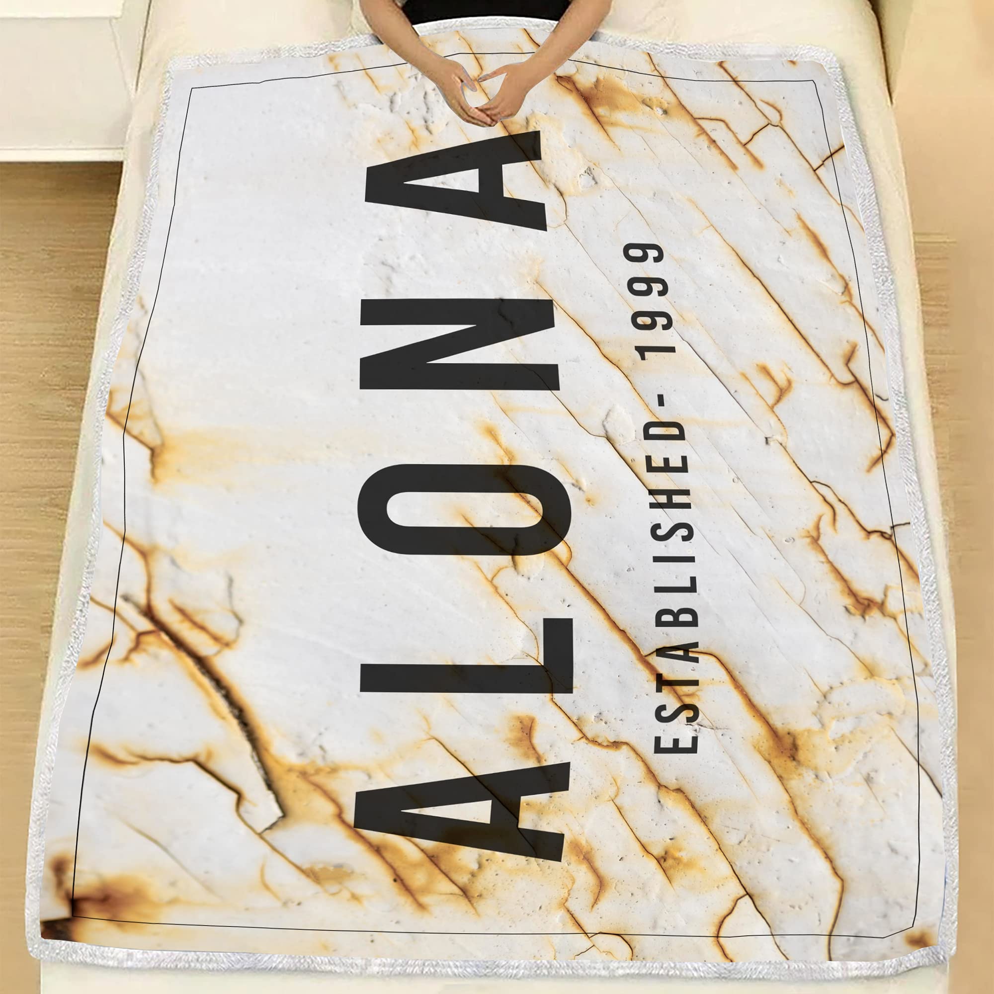 Manta personalizada con nombre, año, granja, nombre personalizado, fecha, familia, manta de forro polar, regalo personalizado para la familia, nombre personalizado, año, manta con nombre de granja