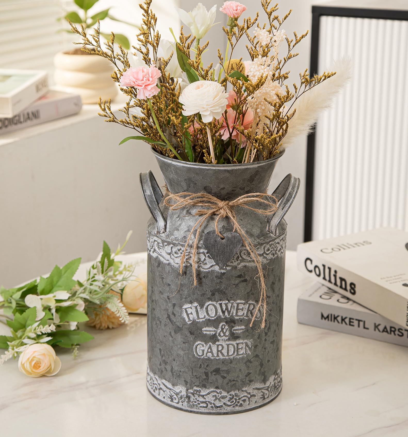 Amazon.com: TIMRIS Vintage Galvanized Metal Milk Can, Farmhouse