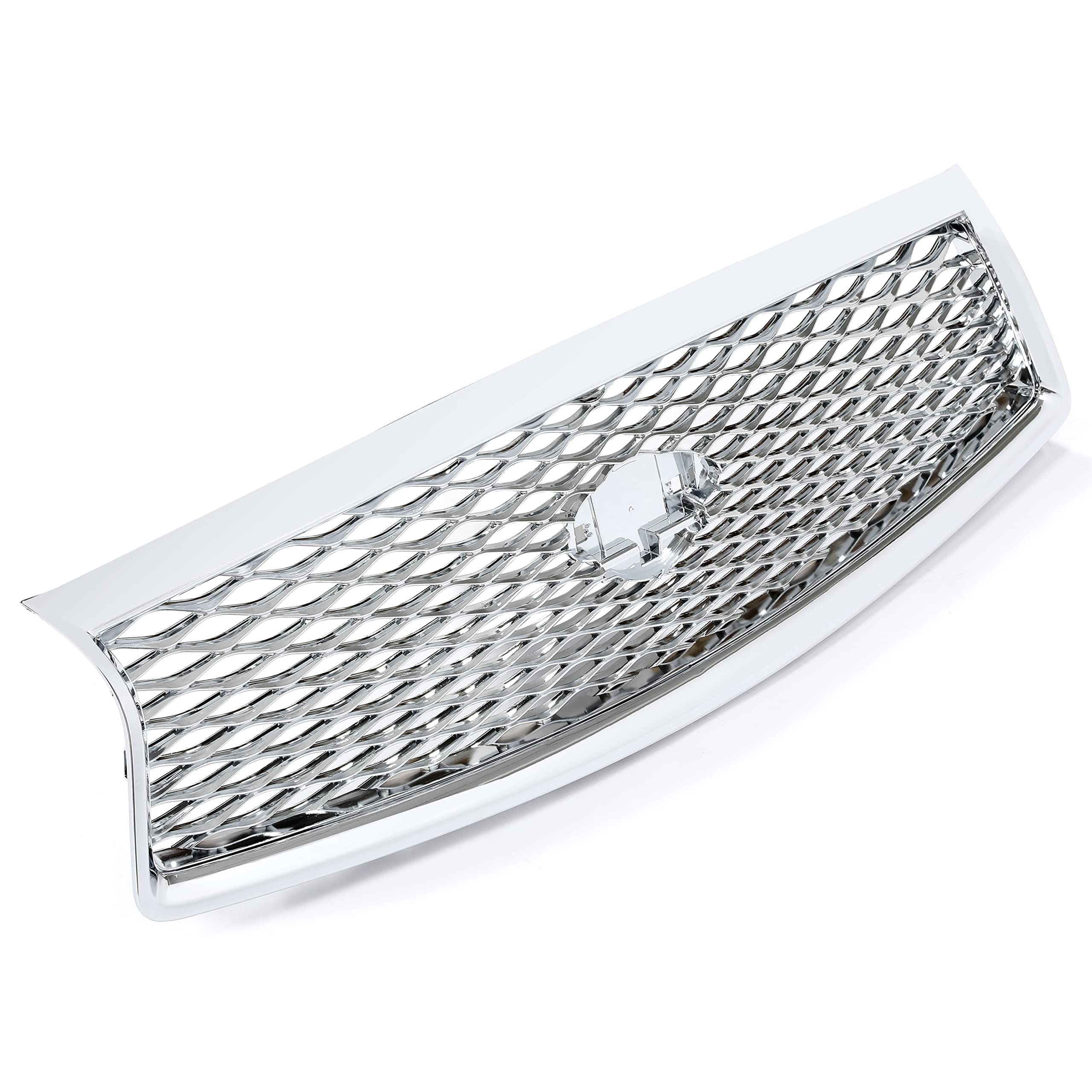 HECASA Front Bumper Grille Compatible with 2014-2017 Infiniti Q50 Center Mesh Grill Chrome Silver
