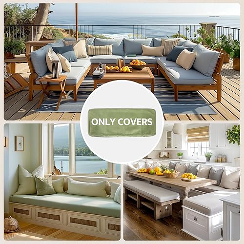Miniatura 2 de mudilun Fundas de cojín impermeables para exteriores, 24 x 24 x 4 pulgadas, antideslizantes, para muebles de patio, interiores, con cremallera,