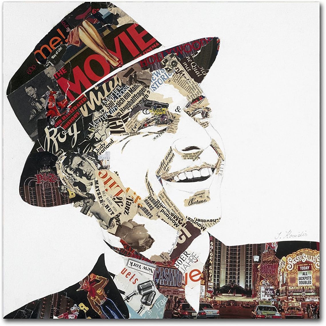 Franky Collage Art in Black and Red on Canvas