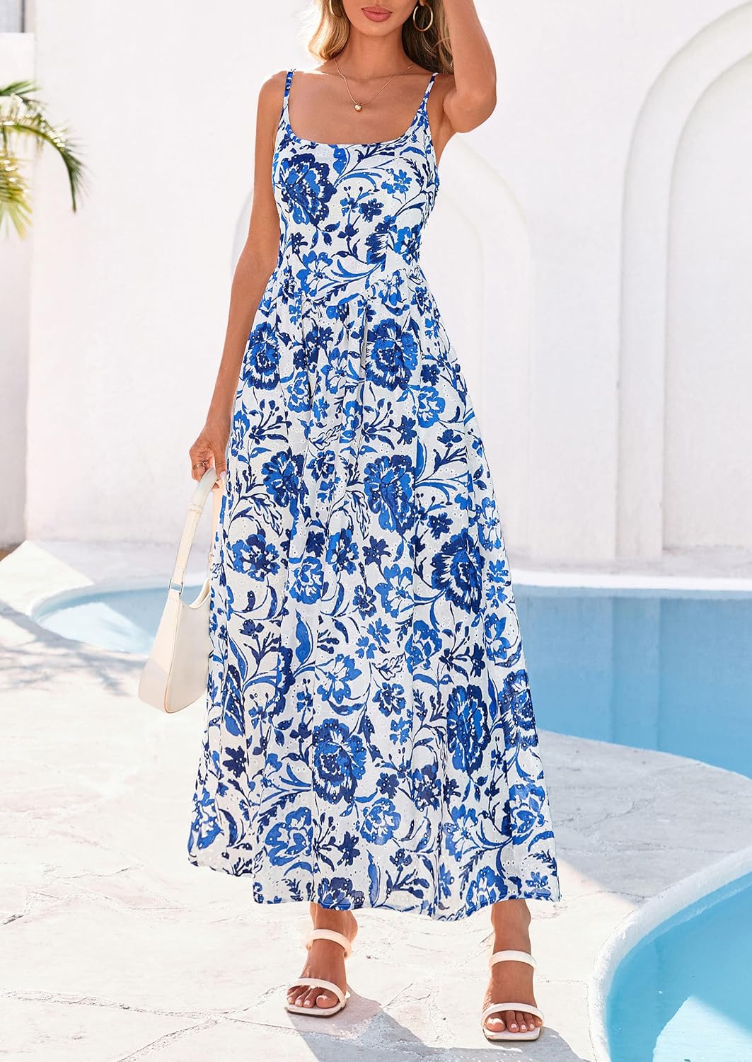 PRETTYGARDEN Womens 2026 Spring Boho Maxi Dress Eyelet Floral Long Flowy Sundresses Summer Beach Vacation Clothes - Image 8