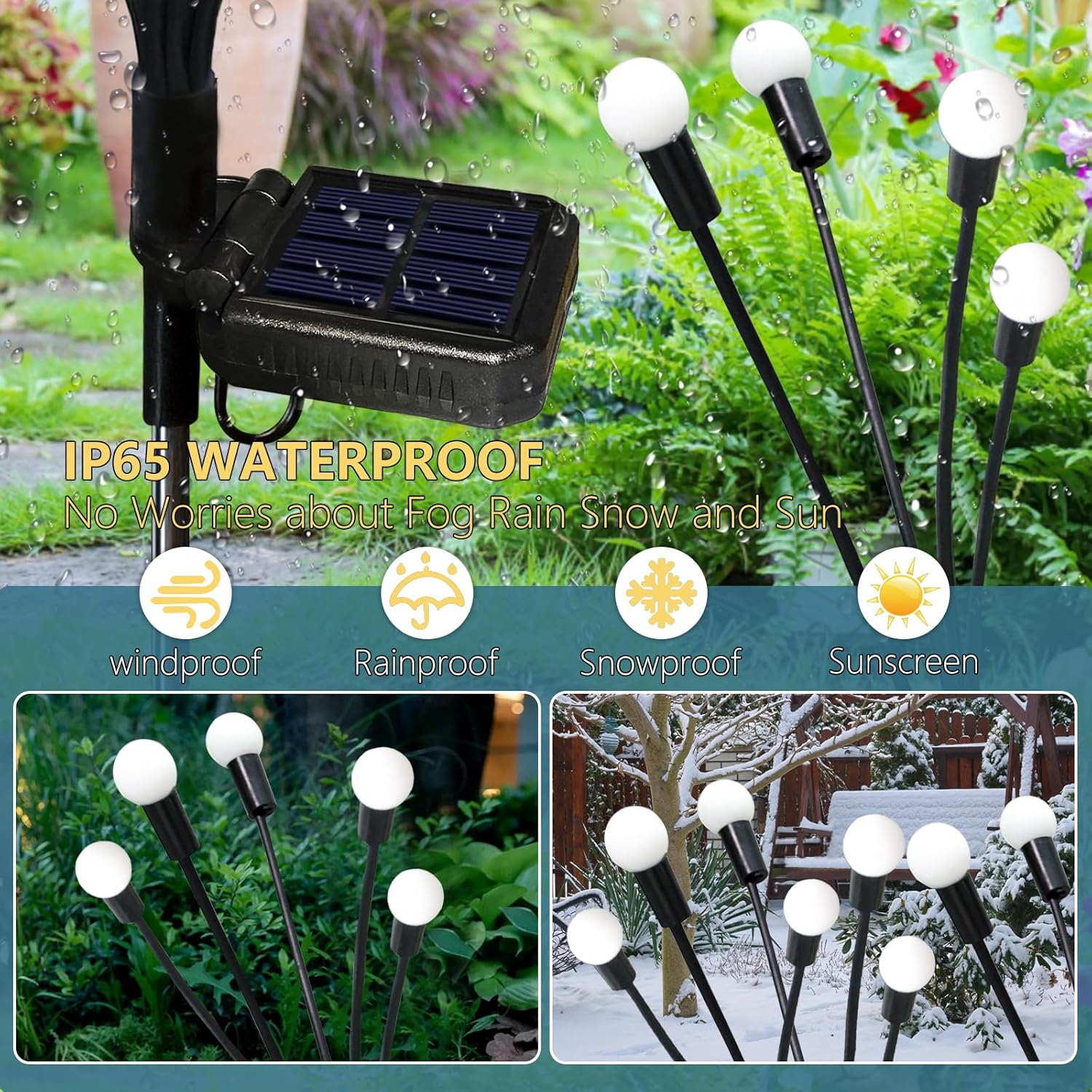 Solar Garden Lights Outdoor, 2 Pack 20 LED Solar Firefly Lights Waterproof, Sway by Wind, Swaying Light for Yard Patio Backyard Garden Planter Flower Bed Pathway Outdoor Decoration (Warm White)