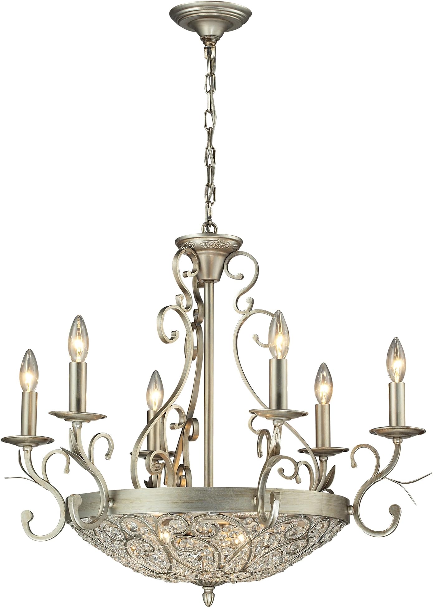 Elk Lighting 11696/6+3 Andalusia Collection 6+3 Light Chandelier, Aged Silver