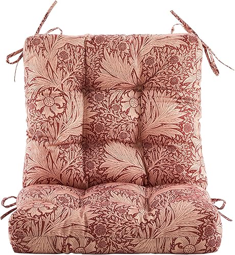 Miniatura 5 de ARTPLAN Cojines para silla de exterior y respaldo bajo, 40 x 20 x 4 pulgadas, cojín de mimbre grueso copetudo para patio exterior con lazos para