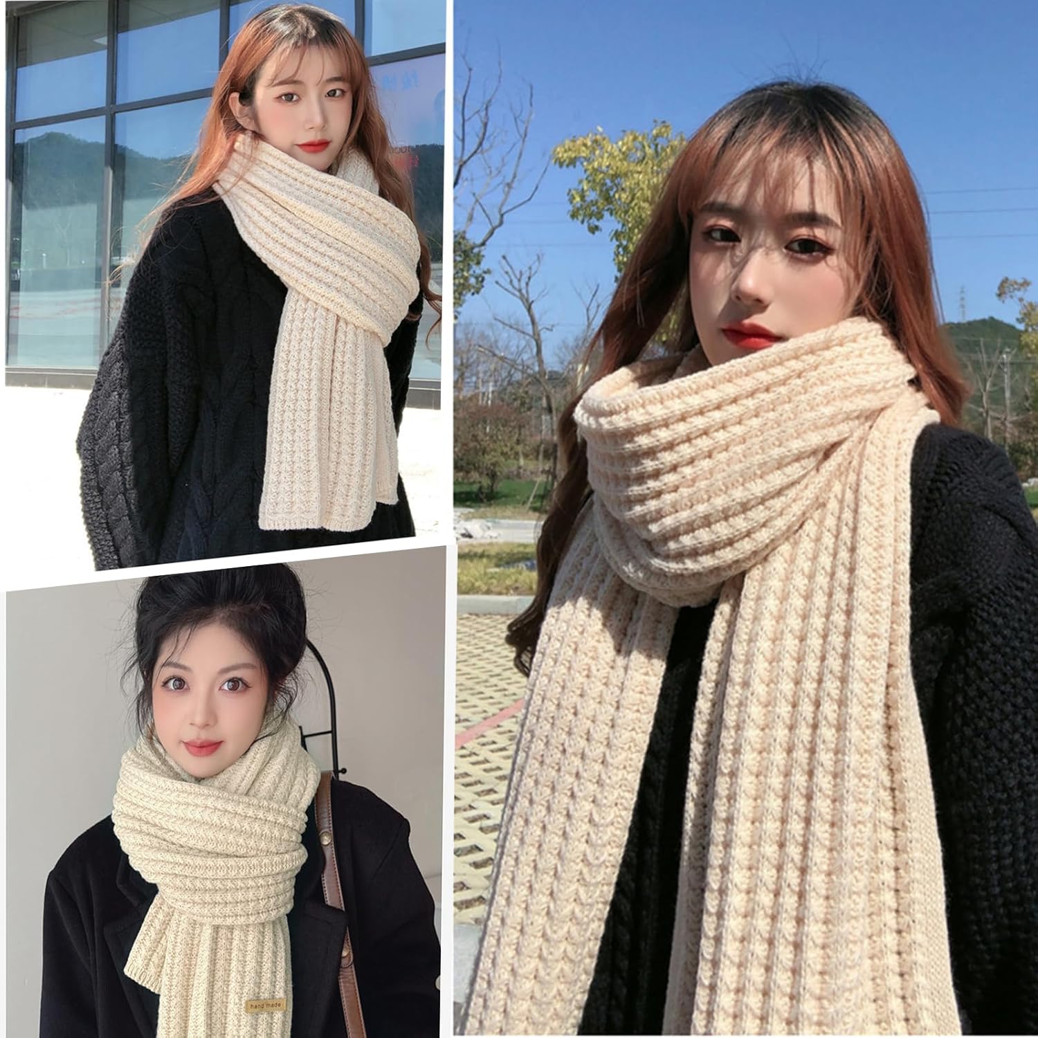 Winter Chunky Knit Scarf for Women Ultra Soft Thick Warm Knitted Scarf Long Knit Scarves for Women's Cold Weather - Image 3