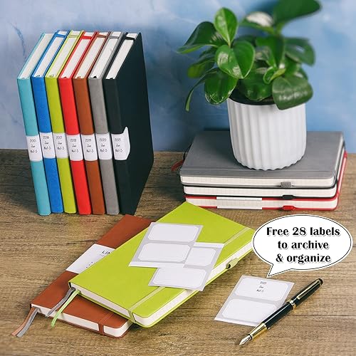 Miniatura 6 de MALEDEN Cuaderno de cuero, paquete de 14 cuadernos rayados para mujeres y hombres, planificador, páginas numeradas con contenido de índice, papel