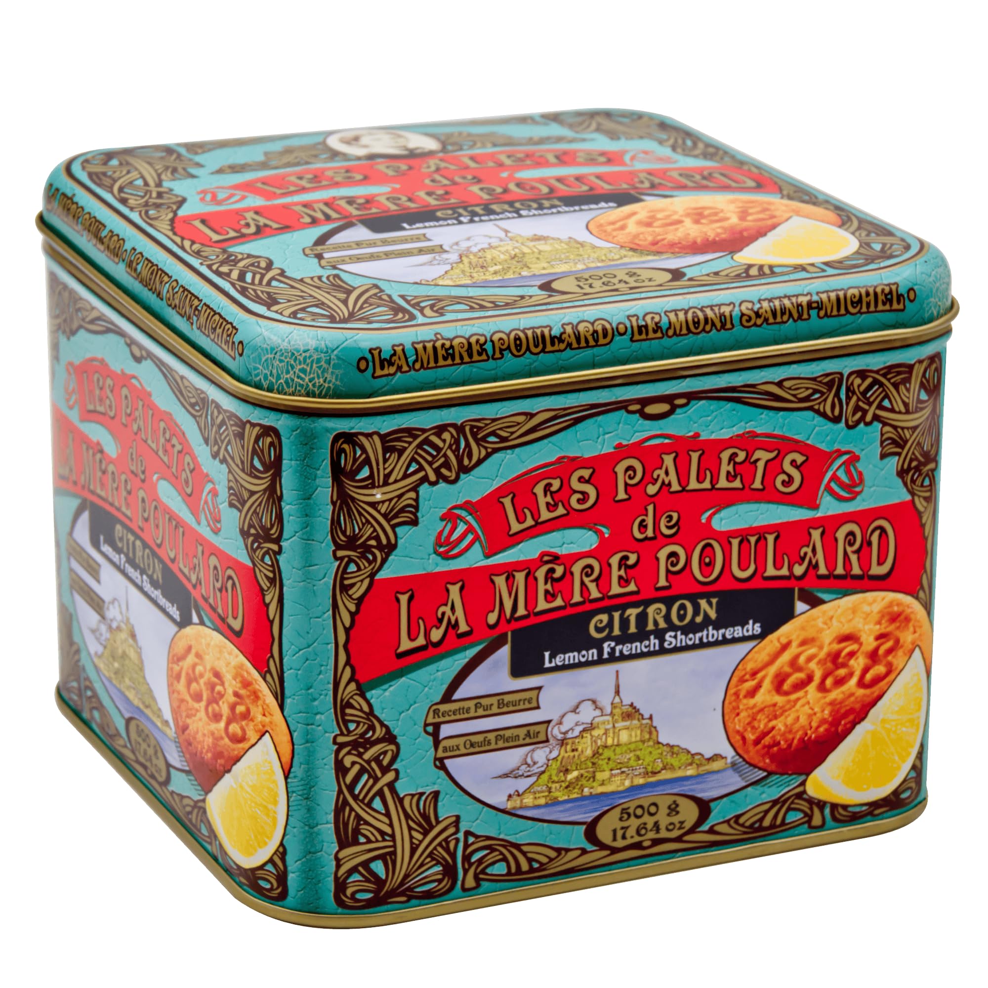 La Mère Poulard galletas tipo palets mantequilla limón gruesas crujientes Lata 500g
