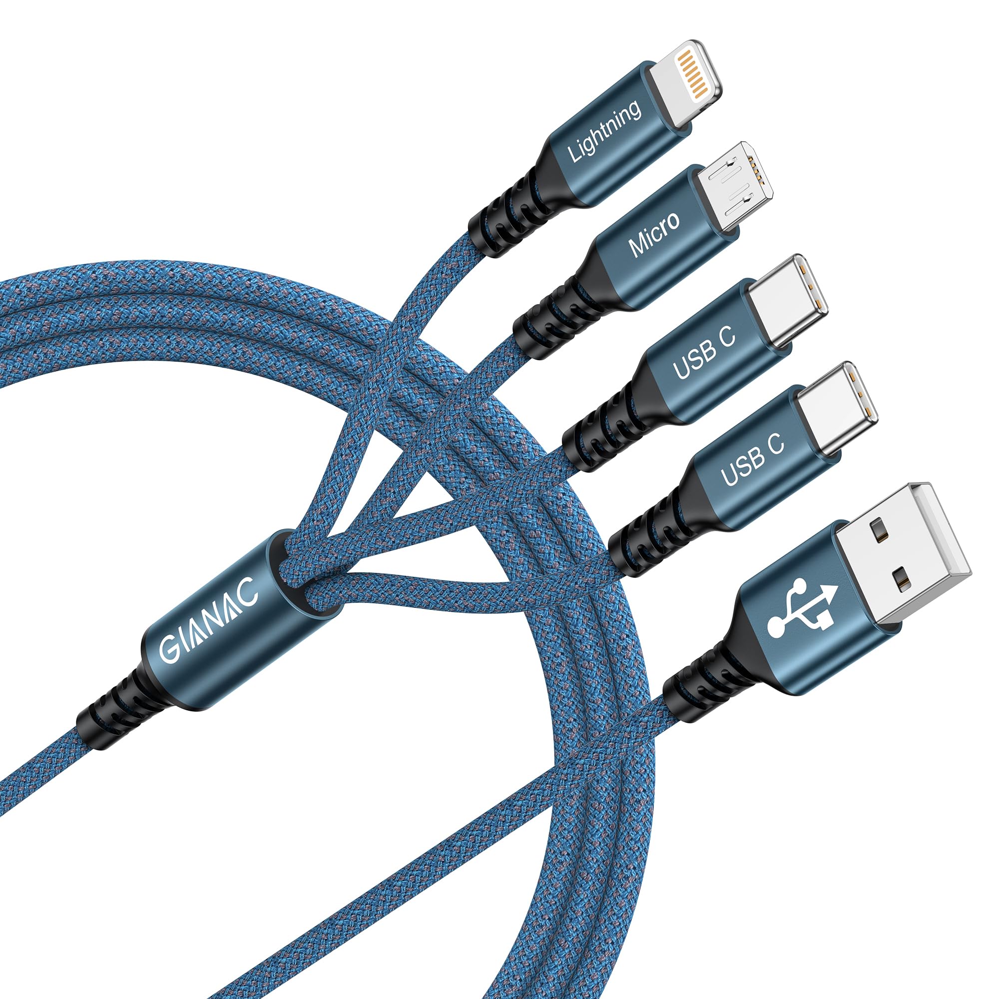 Cavo USB C Multiplo 3 In 1 3A, 1,2m 2 Pezzi – Micro USB, Tipo C E Lightning Per IPhone, Samsung, IPad E Android - 2