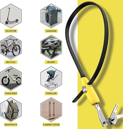 Miniatura 6 de Cerradura de amarre con 3 llaves de 20 pulgadas - (1 juego, amarillo) para todo tipo de clima de acero inoxidable para bicicletas, puertas,