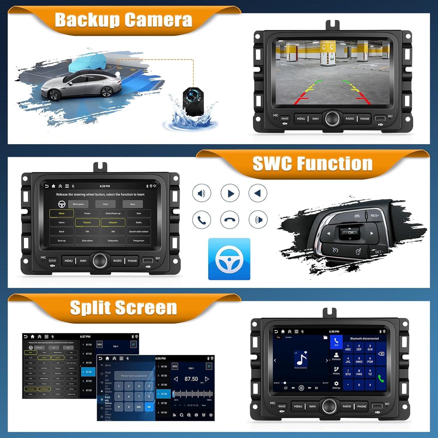 [4+64G] Android 15 Car Stereo for Jeep Renegade 2018-2024 with Wireless Carplay&Android Auto,7 Inch Car Radio with Mirror Link,WiFi,GPS,Bluetooth,FM/RDS,SWC,32EQ,USB