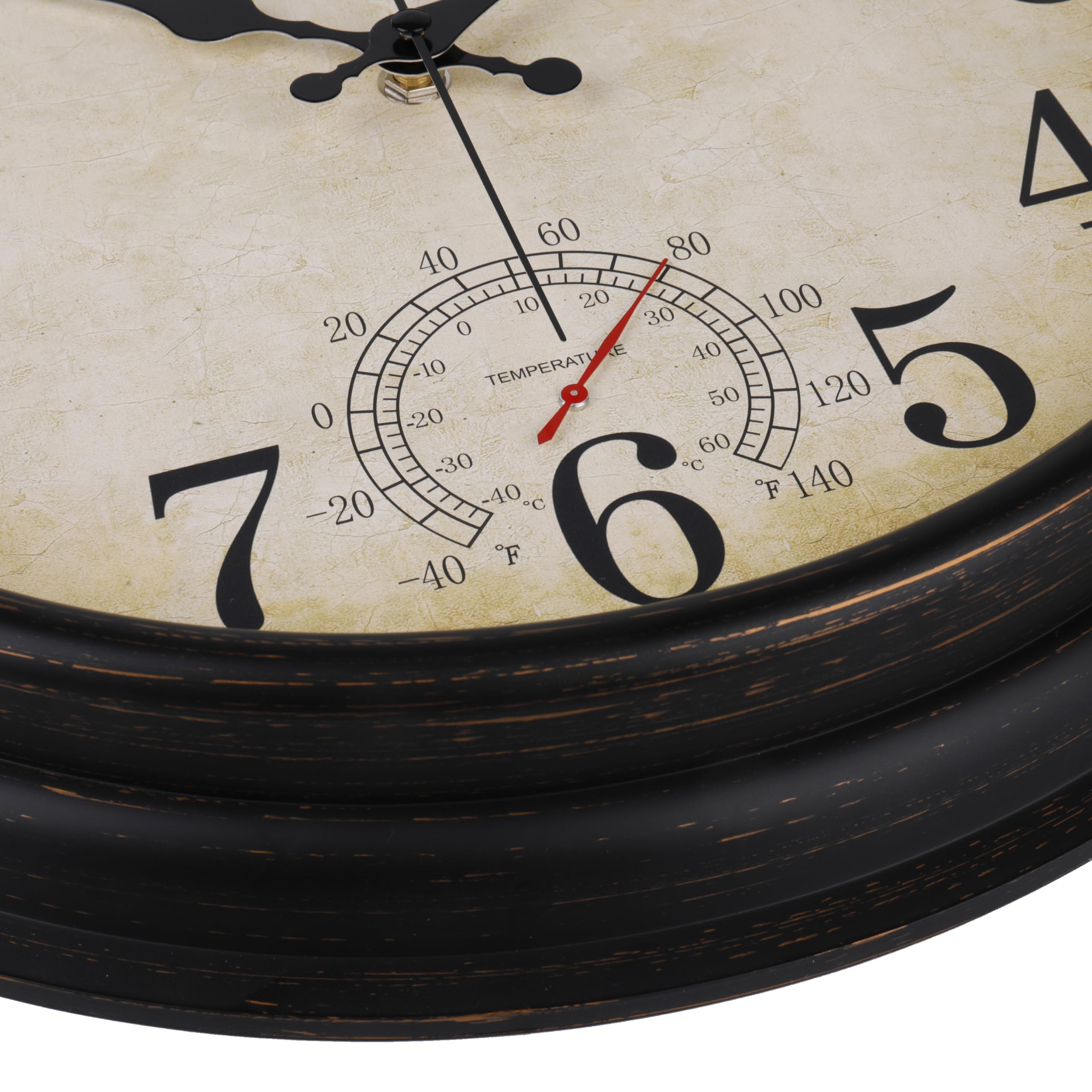 jomparis Reloj de pared para exteriores, relojes de pared grandes de 16 pulgadas, resistentes al agua, con termómetro para salón, patio, piscina, jardín (bronce), EU-JO-16Inch640BZ