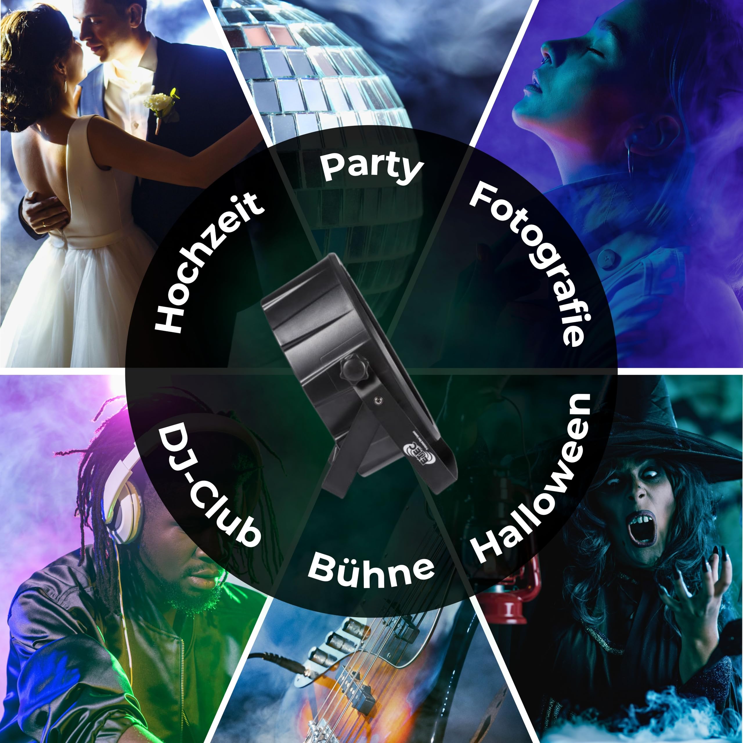 ETEC Professional LED PAR Scheinwerfer Slim Spot 30 COB 6x30 Watt RGBW DMX 4in1 Disco Bar Club Effekt Party DJ Party Hochzeit Veranstaltung Bühnenbeleuchtung Farbmischung