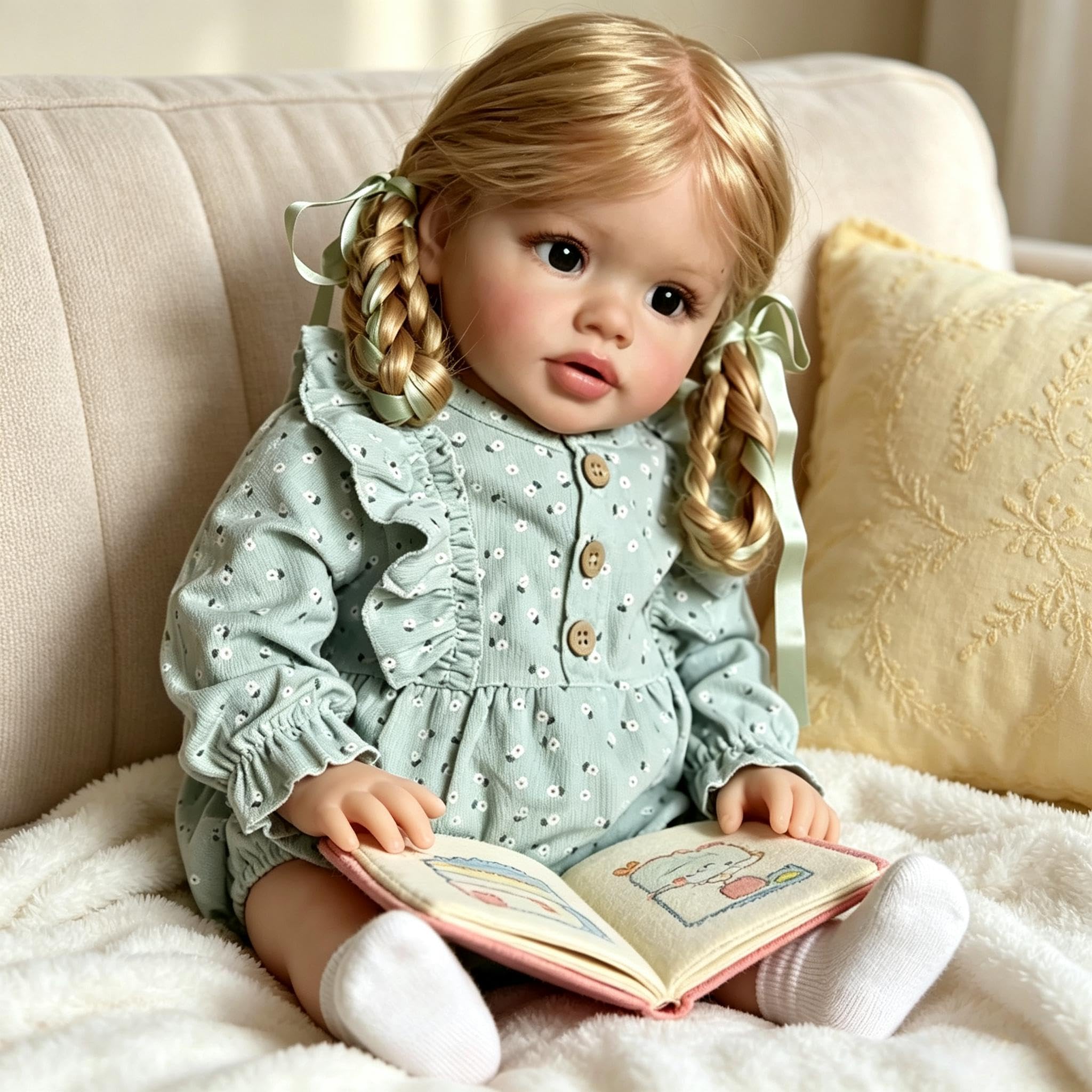 RXDOLL Reborn Kleinkind-Puppe, 66 cm, weicher Vinyl-Stoffkörper, lebensechte Babypuppen mit verwurzeltem Haar, realistische Neugeborenenen-Babypuppe, echte Größe, Reborn-Babys für Kinder ab 3 Jahren