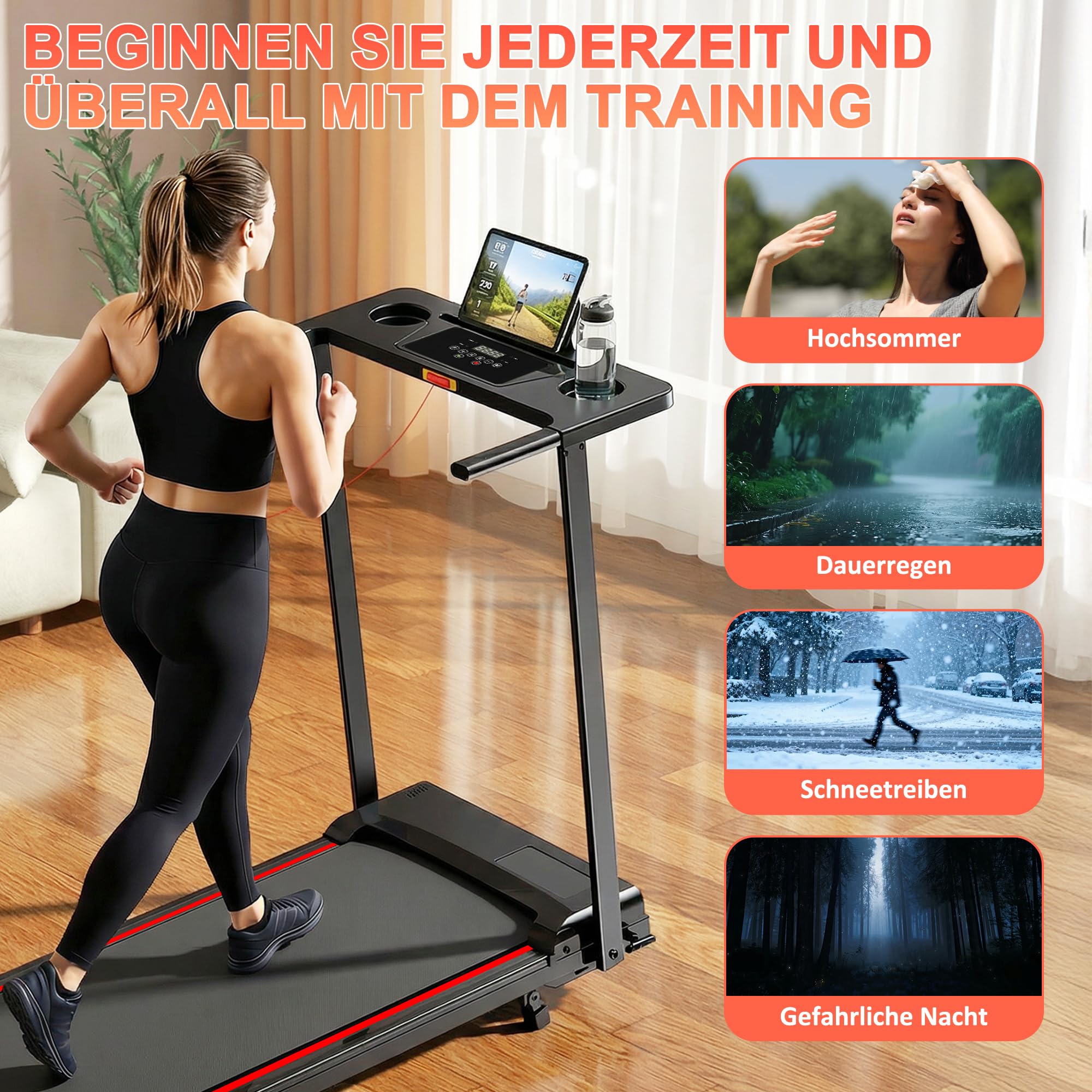 Walking Pad, 1-12 km/h Laufband für Zuhause mit 9% Steigung, 3,0 HP Laufband mit LED-Anzeige, Doppelte Stoßdämpfung, Maximale Gewichtsbelastung 120 kg, für den Einsatz zu Hause und im Büro Geeignet.