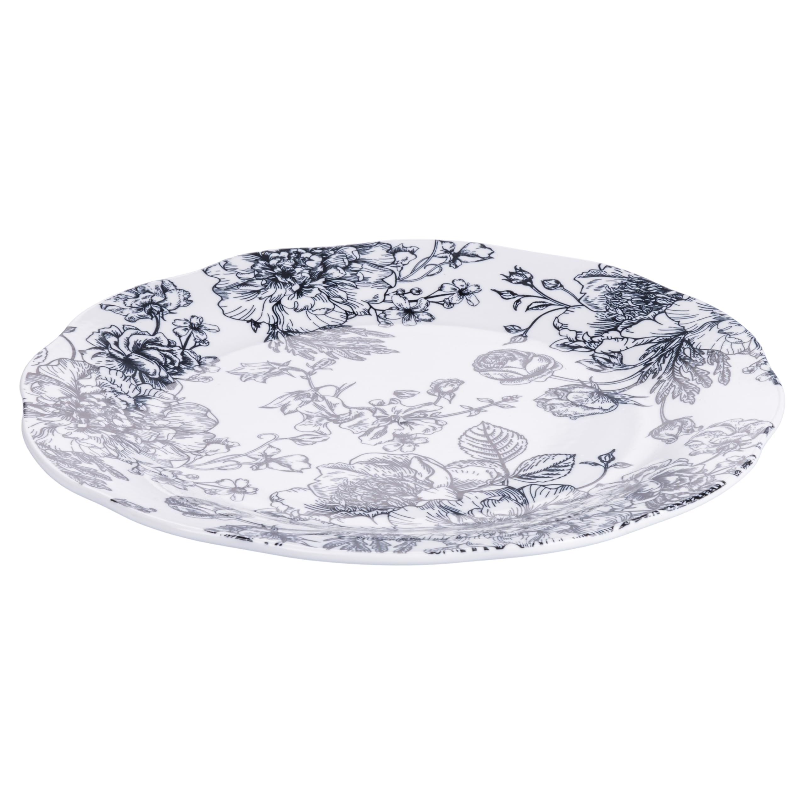 18-częściowy serwis obiadowy z porcelany, 6-osobowy zastawa stołowa, dekoracja kwiatowa, Madame Black
