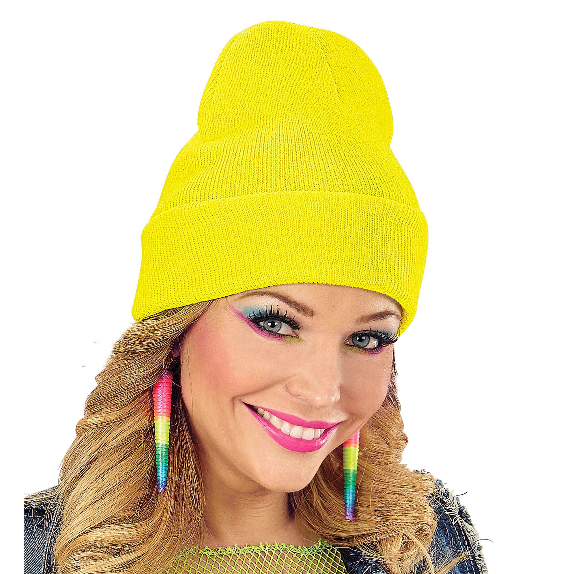 W WIDMANN MILANO Party Fashion - Gorro para adultos, gorro de punto con aspecto de lana, gorro de invierno, fiesta temática de los 80, carnaval