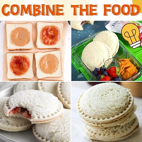 Miniatura 7 de Cortador de sándwiches y sellador para niños, sándwiches de bolsillo cuadrado redondo con corazón, ideal para sándwiches de desayuno, lonchera y