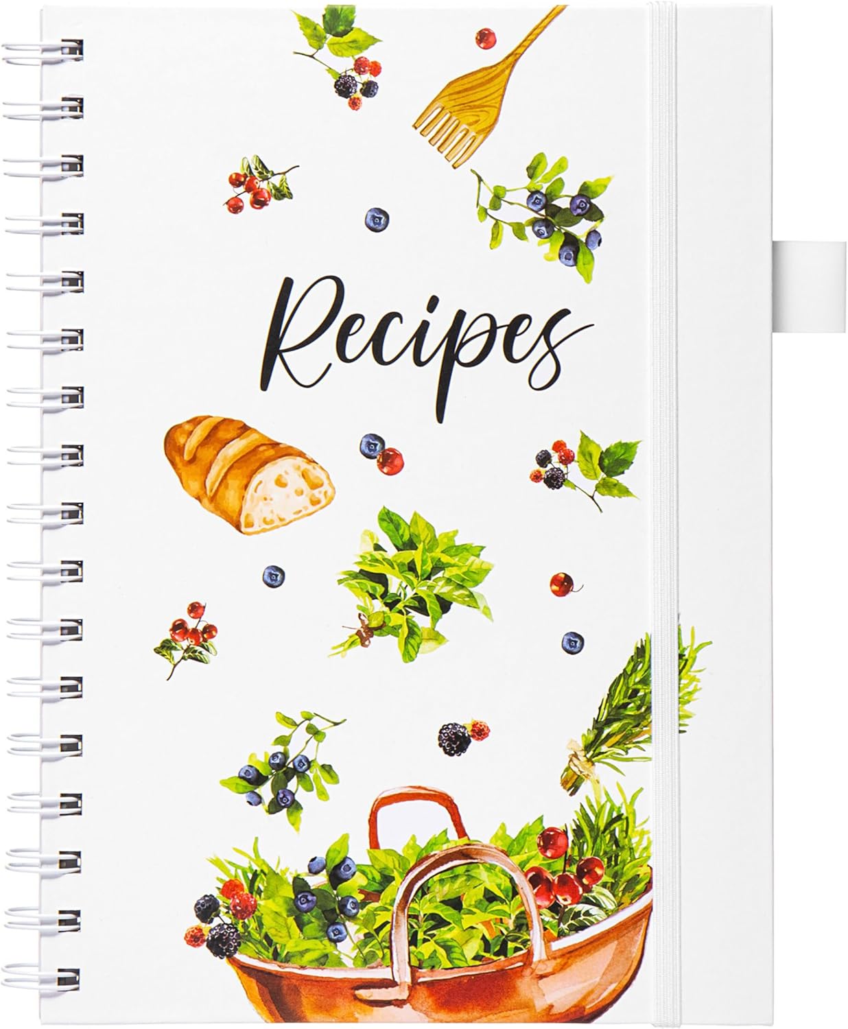 6 x9 Fresh Greens Hardcover Recipe Binder, Blank Recipe