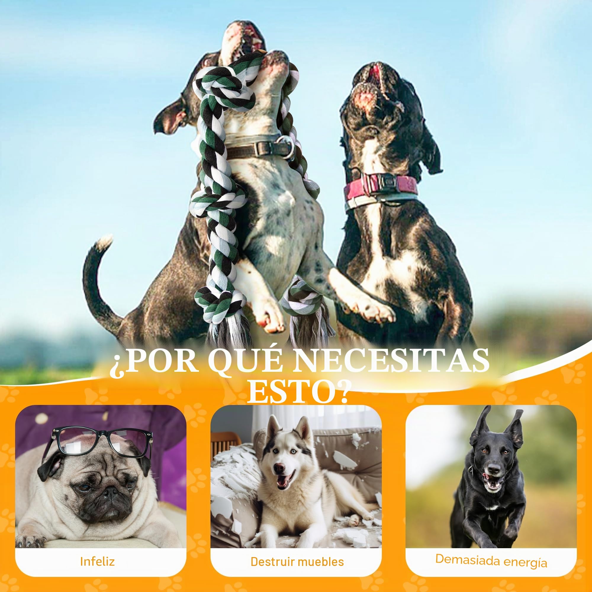 Ycozy Juguete de Cuerda de 6 Nudos para Perros 100cm Extra Grande Juguete Resistente para Masticar Perros, Juguetes Interactivos para Cachorros/Masticadores Agresivos y Razas de Grandes