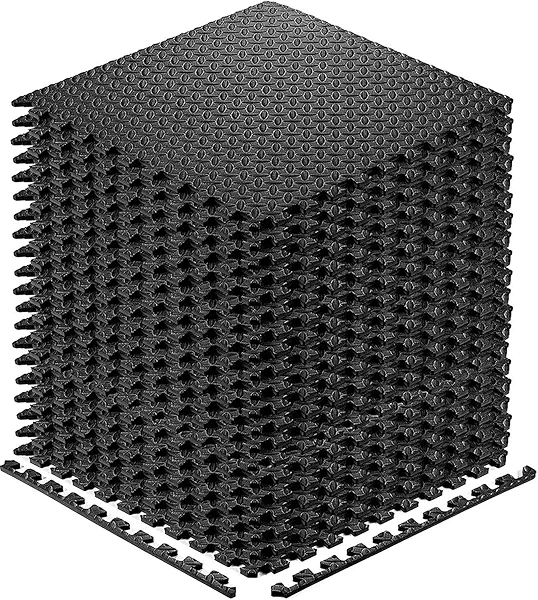 Walsai Exercise Mats Puzzle Foam Mats Gym Flooring Mat Cover 20 SQ.FT Interlocking Foam Mats with EVA Foam Floor Tiles for Home Gym Equipment Workouts (20pcs Black Exercise Mats)