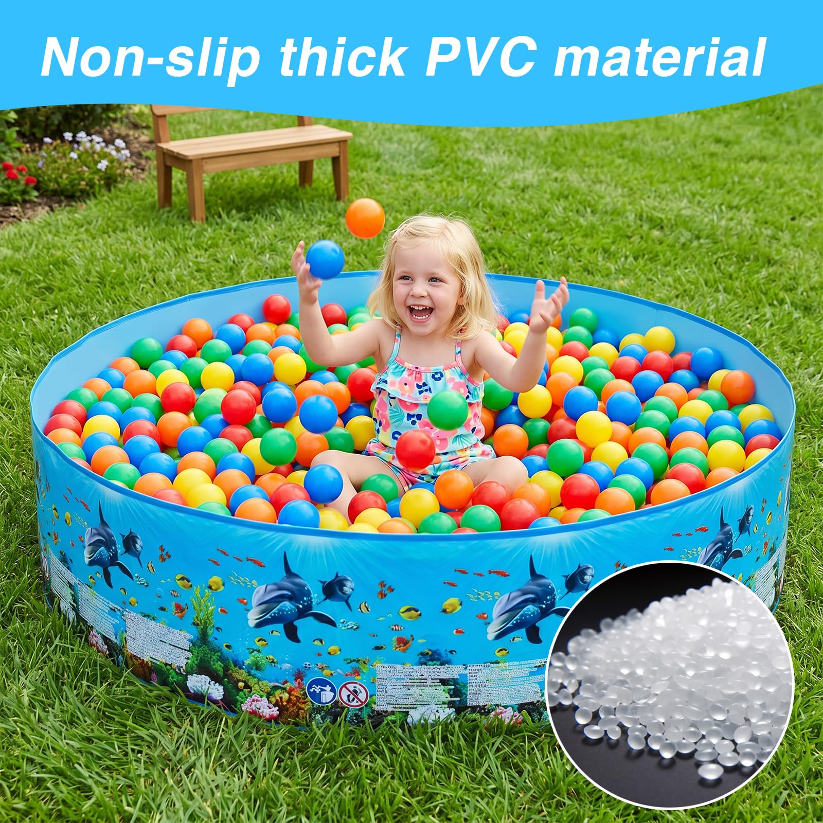 Faltbarer Hundepool, Hundebadewanne Swimmingpool (XXL) 183 x 38 cm | Robuster platzsparend & stabil, schneller Aufbau ohne Aufpumpen, für kleine, große Hunde, Katzen und Kinder, Garten & Balkon
