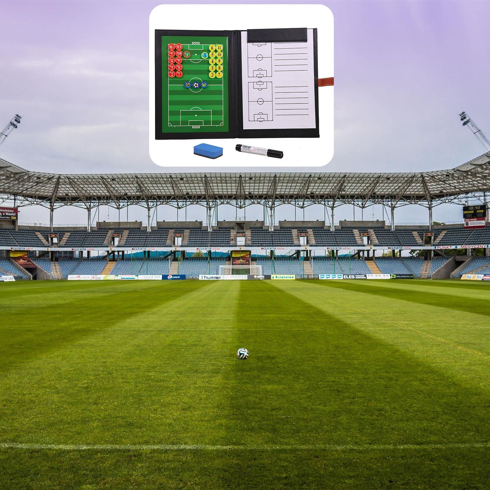 Pizarra Táctica de Fútbol Abatible Magnética para Entrenador con Imanes