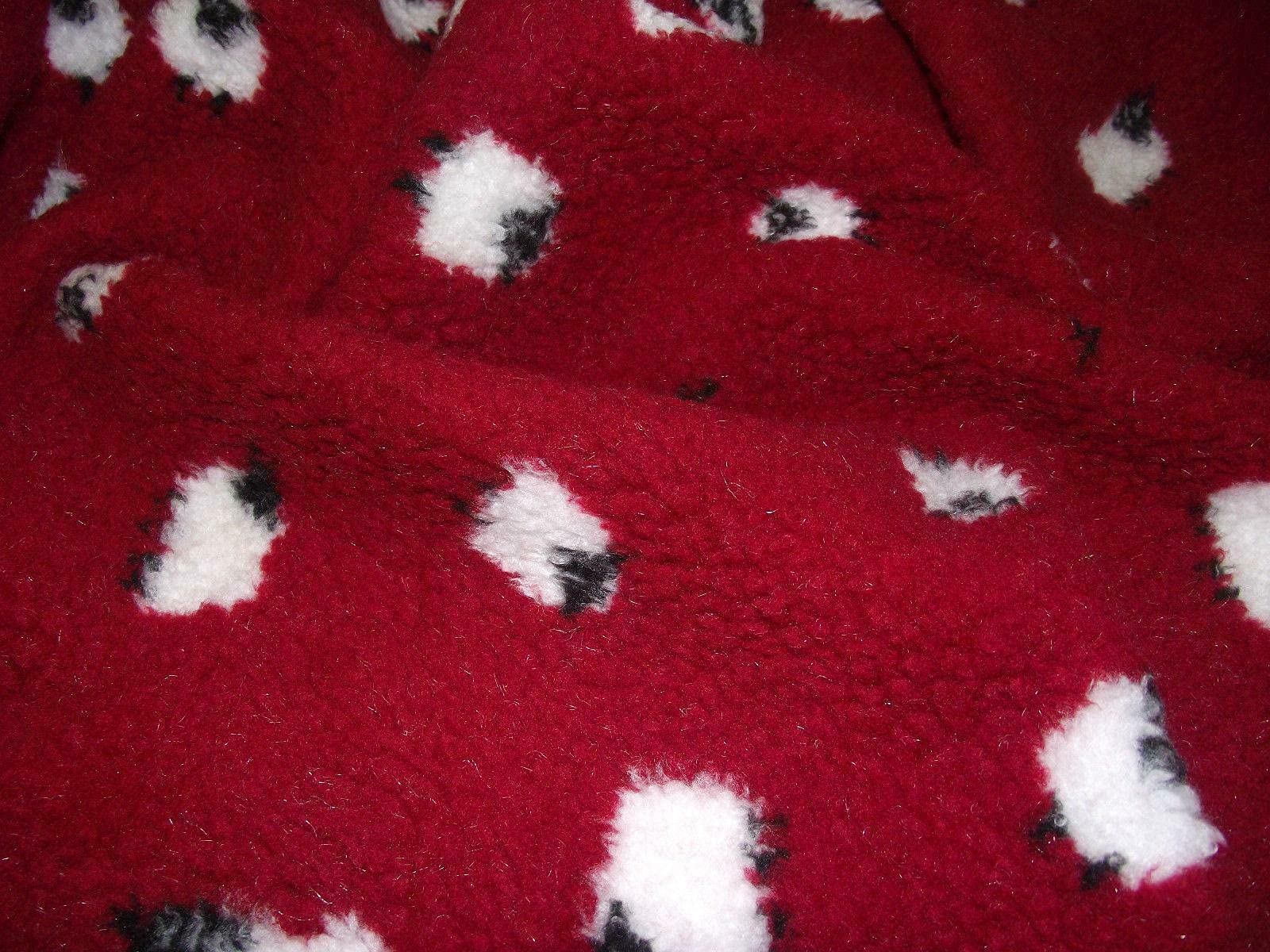 Faux Fur Sherpa Fleece Sheepskin Fabric Material - RED Sheep, 1Mtr - 150cmx100cm