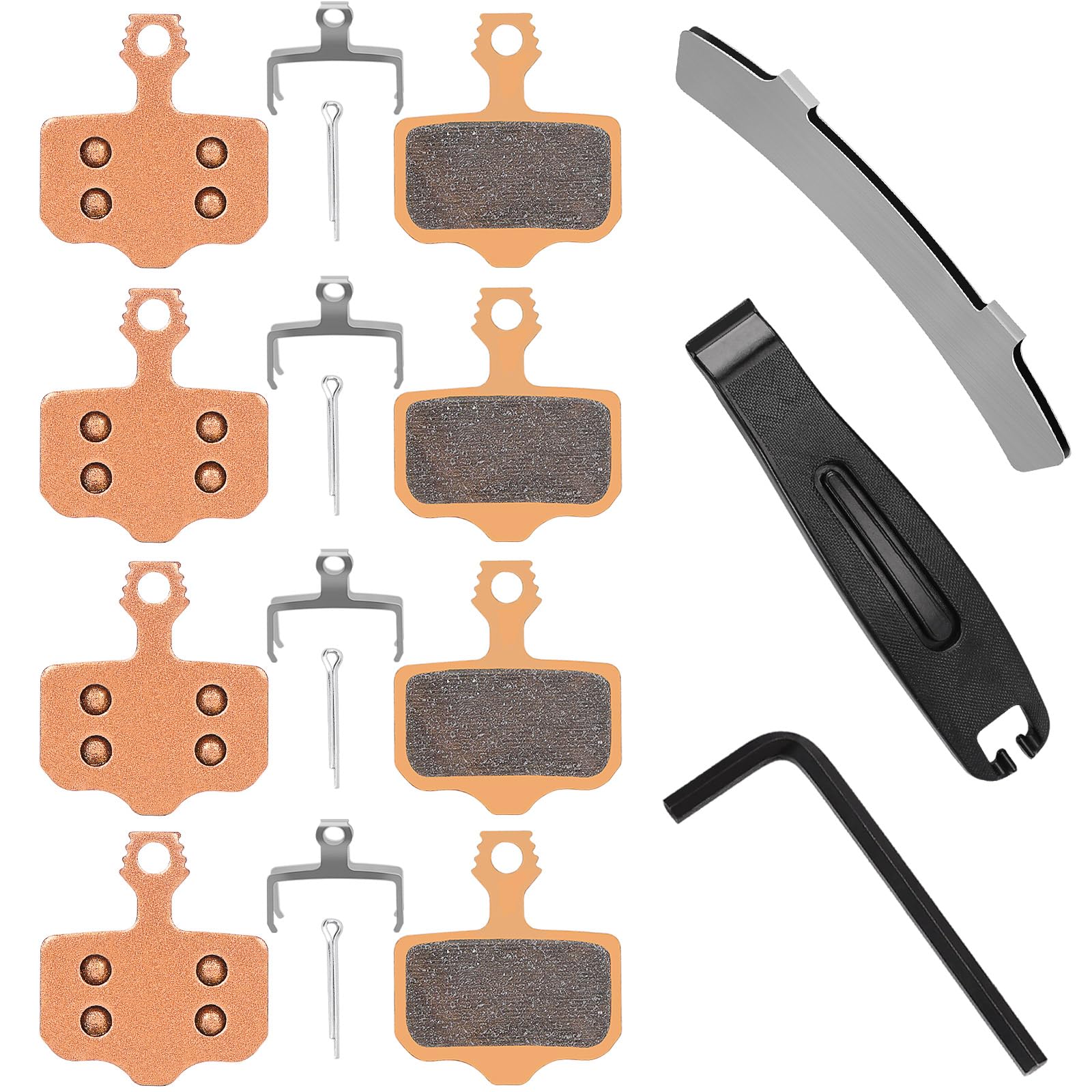 4 Pairs Sintered Metal Ebike Disc Brake Pads, MTB Brake Pads with Tools