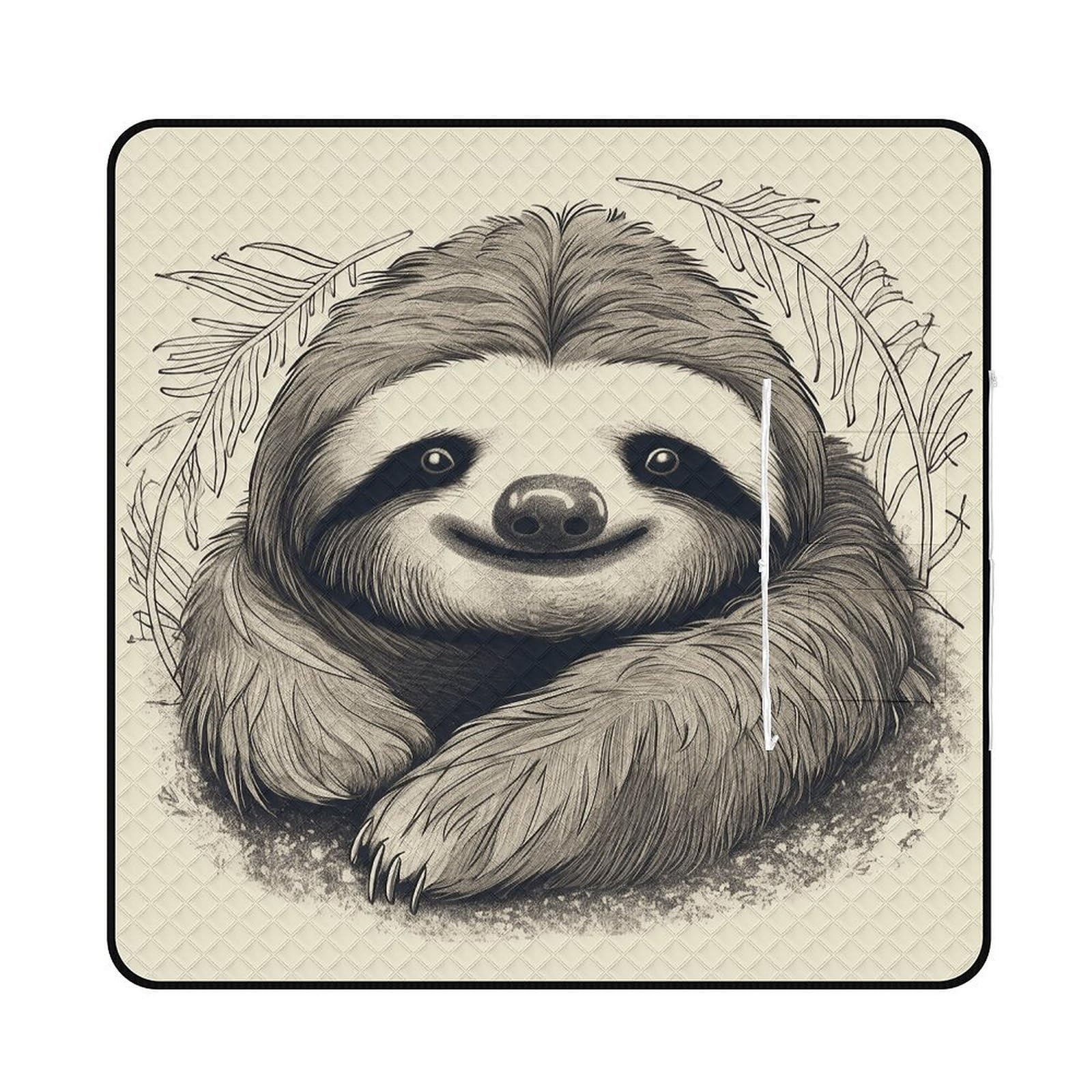 VstaDank Sloth My Spirit Animal Picnic Mat 200x200cm Extra Large Picnic Blanket with Zipper Waterproof Sandproof Beach Blanket Portable Beach Mat Foldable Camping Blankets for Park Grass Lawn Travel