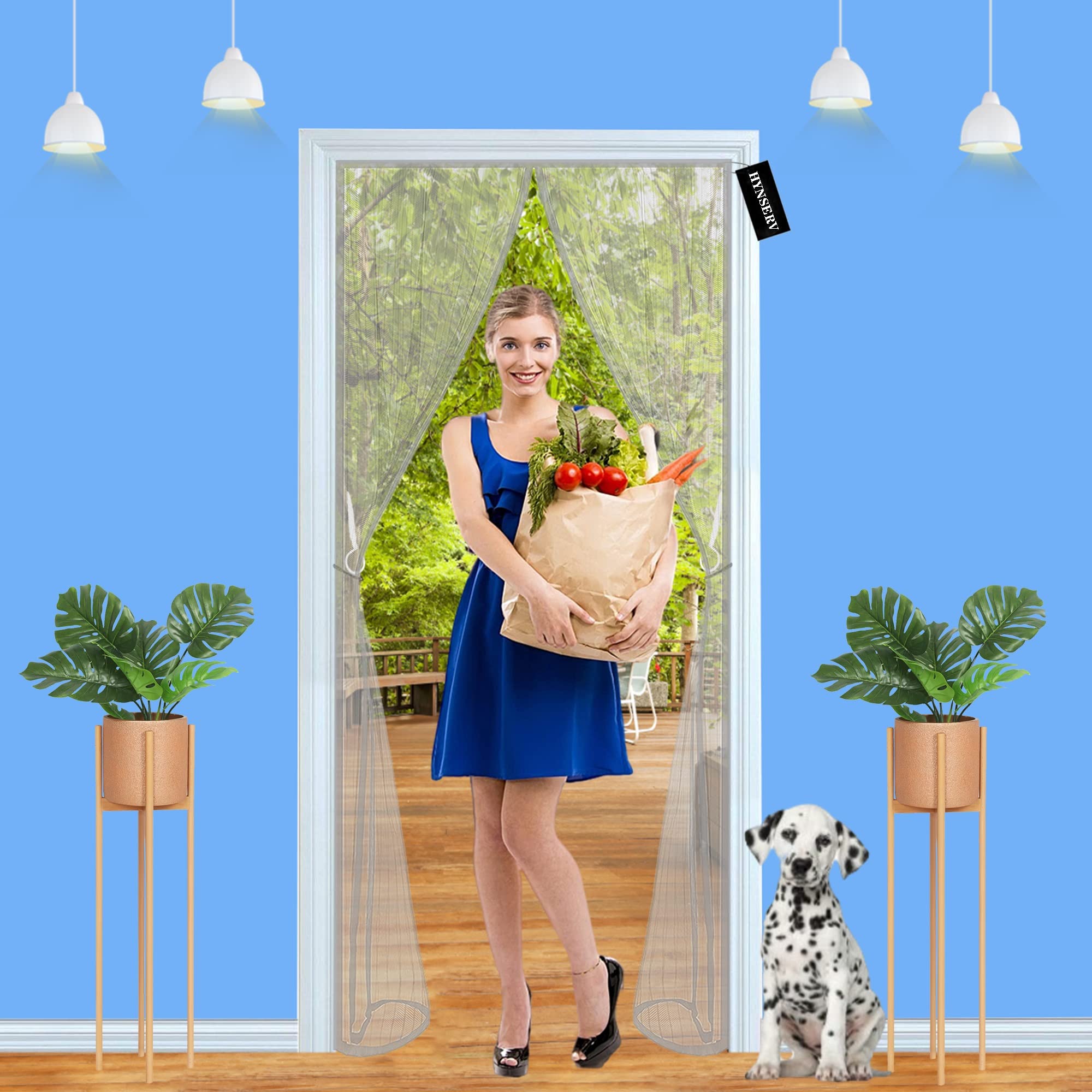 Magnetic Screen Door-Mosquito Magnetic Window Screen Top-to-Bottom Seal Shuts Automatically-for French Doors/Sliding Glass Doors/Patio Doors 165 x 215 cm - Grey A