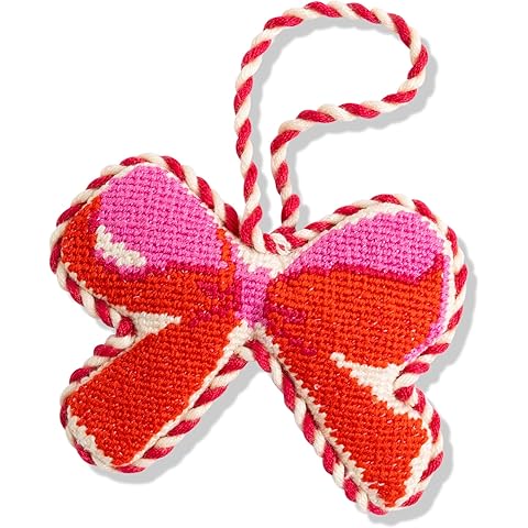 Furbish Needlepoint Icon Ornament - Cute Christmas Tree Ornament, Eclectic Holiday Decor, Stocking Stuffer & Christmas Decoration, 100% Wool, 3.5