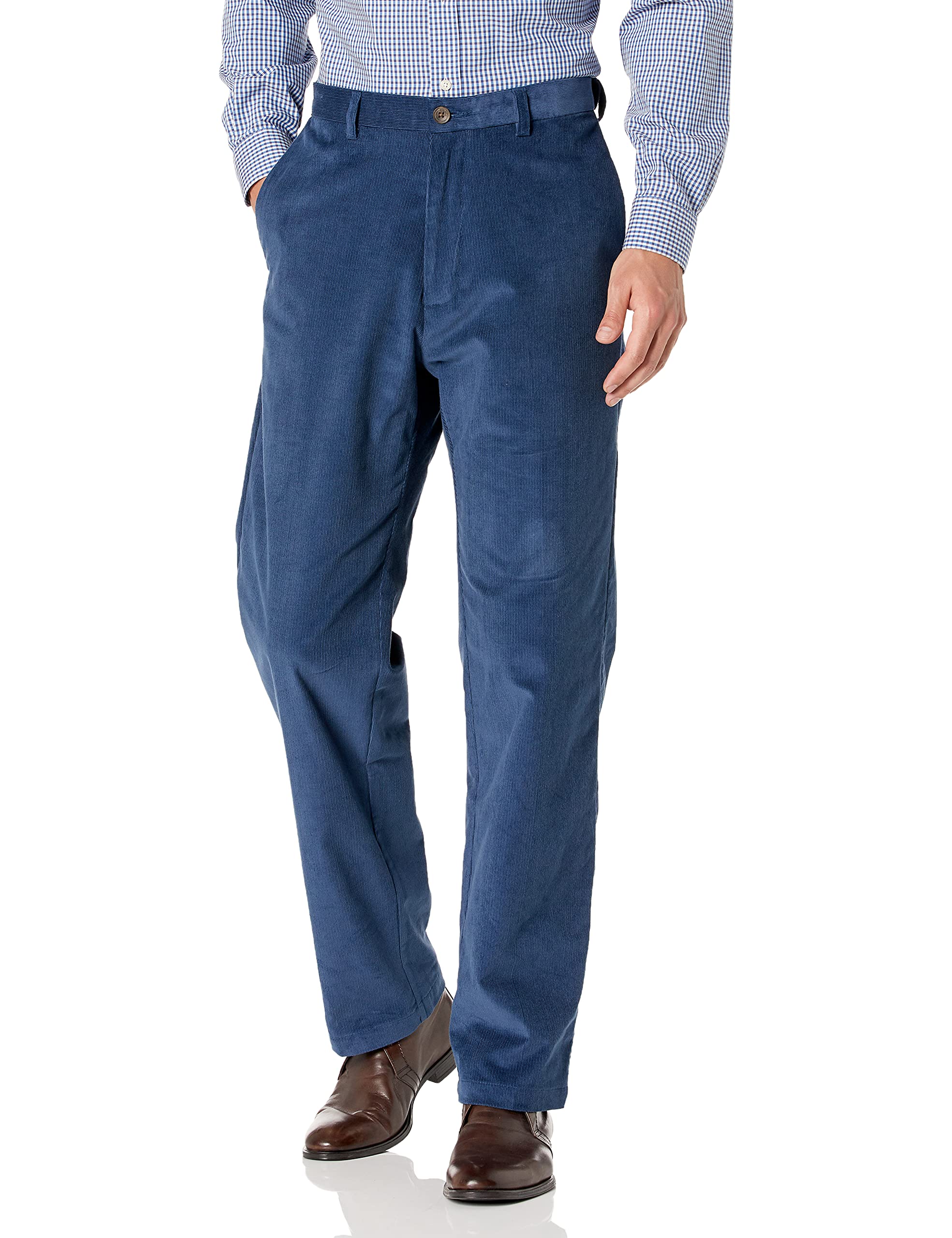 Haggar mens Corduroy Expandable Waist Classic & Straight Fit Flat Front Pant Casual Pants