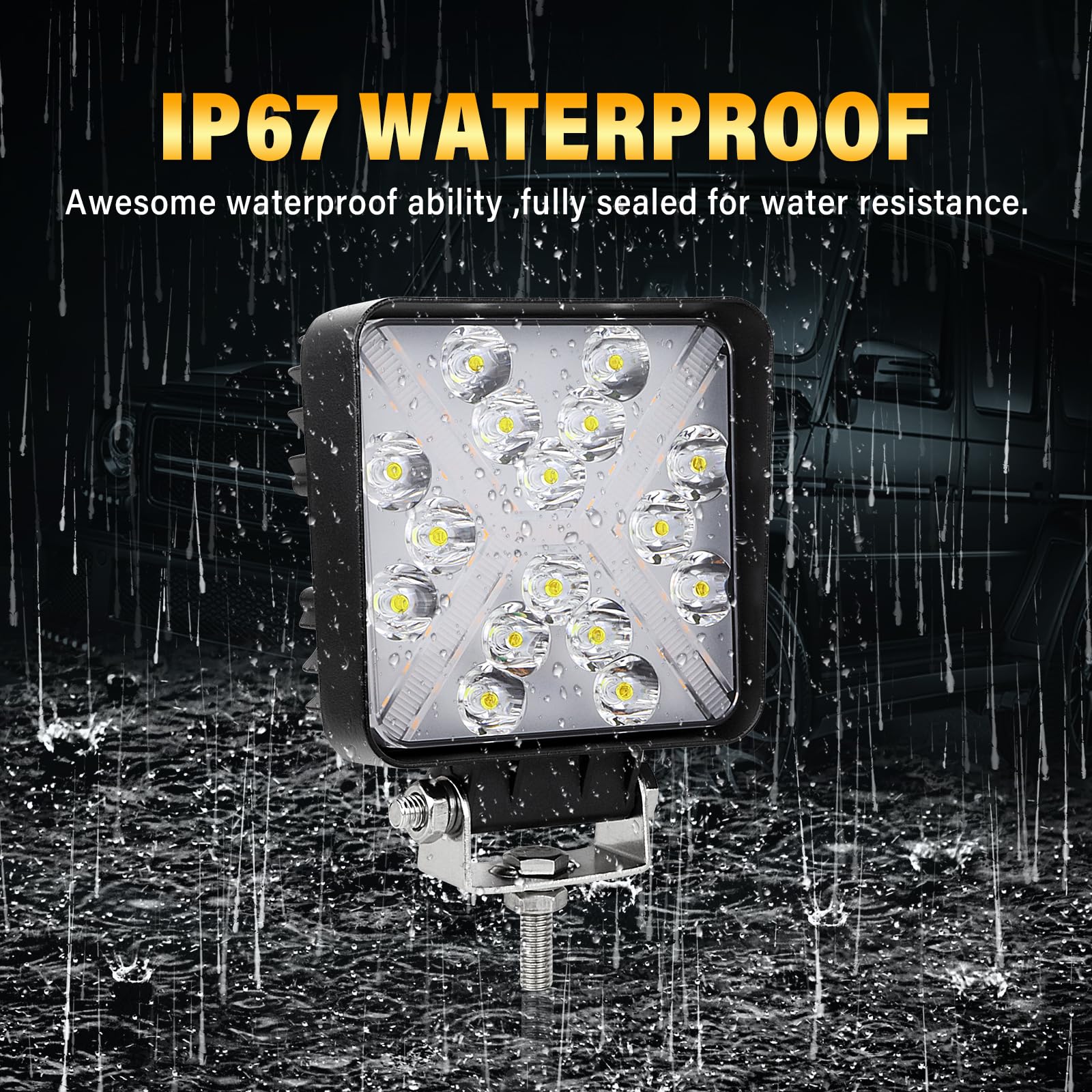 Spot Lights For Cars Willpower 1pc 4 Inch 48W Square LED Work Light ...