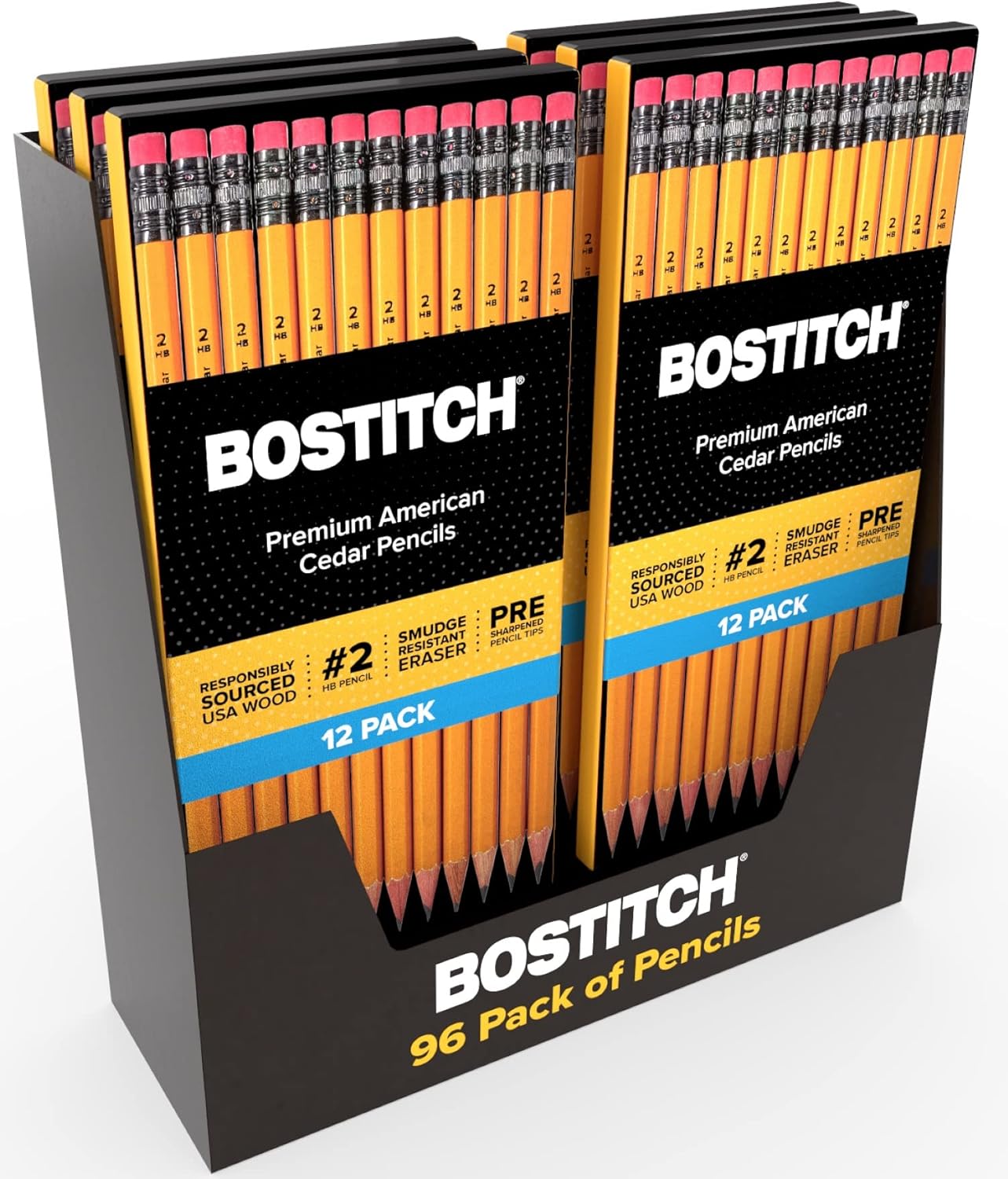 Bostitch Pencils 2 Lápices HB de grafito número 2 con madera de