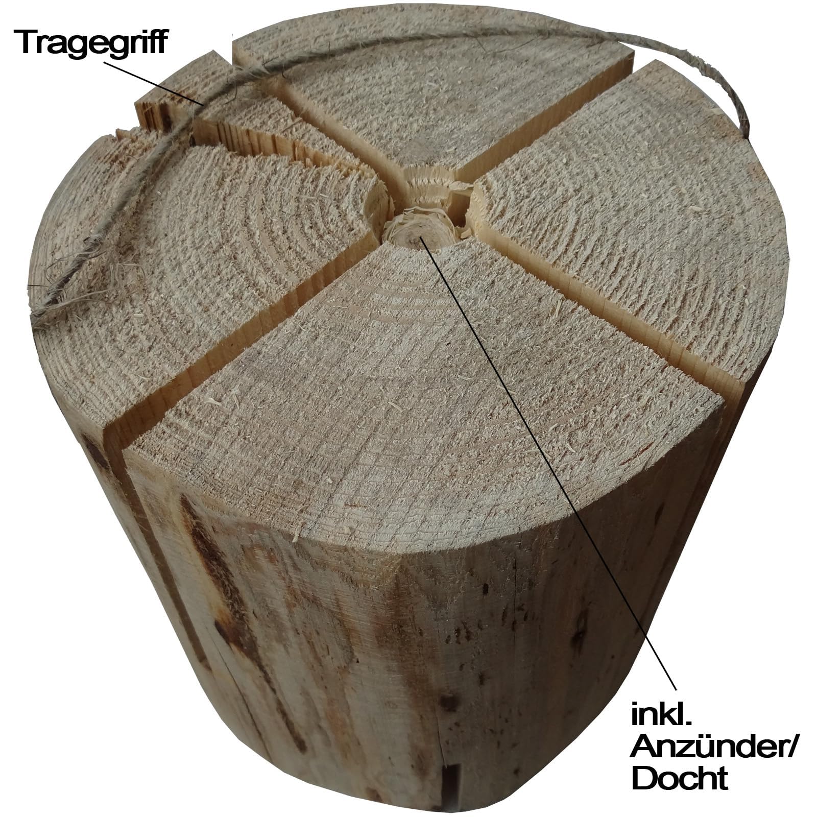 Schwedenfeuer 6 Stück Baumfackel 25 cm Gartenfackel Naturholz Lagerfeuer | Jack's, Ø17–24 cm, bis 2 Stunden Brenndauer, Lagerfeuer, Terrassenfeuer, Gartenparty, Naturprodukt, stimmungsvolle Atmosphäre