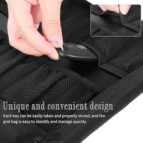 Miniatura 3 de Estuche portátil con cremallera, organizador de llaves de automóvil, estuche organizador de llaves de cuero, estuche de almacenamiento con cerradura