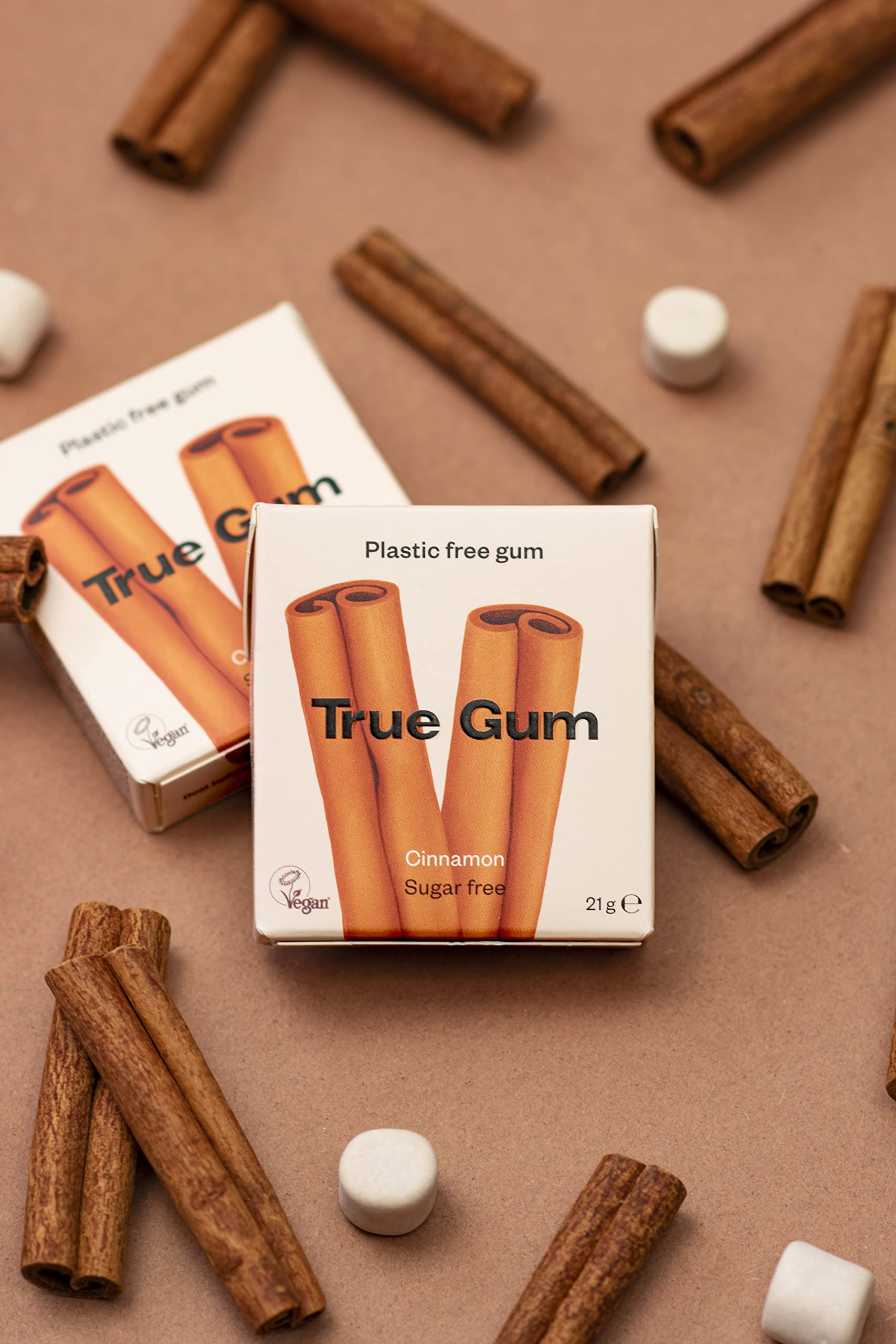 True Gum 24er Display: ZIMT | Plastikfreier Kaugummi | Biologisch Abbaubar | Vegan | 24 x 21 g, 504 g