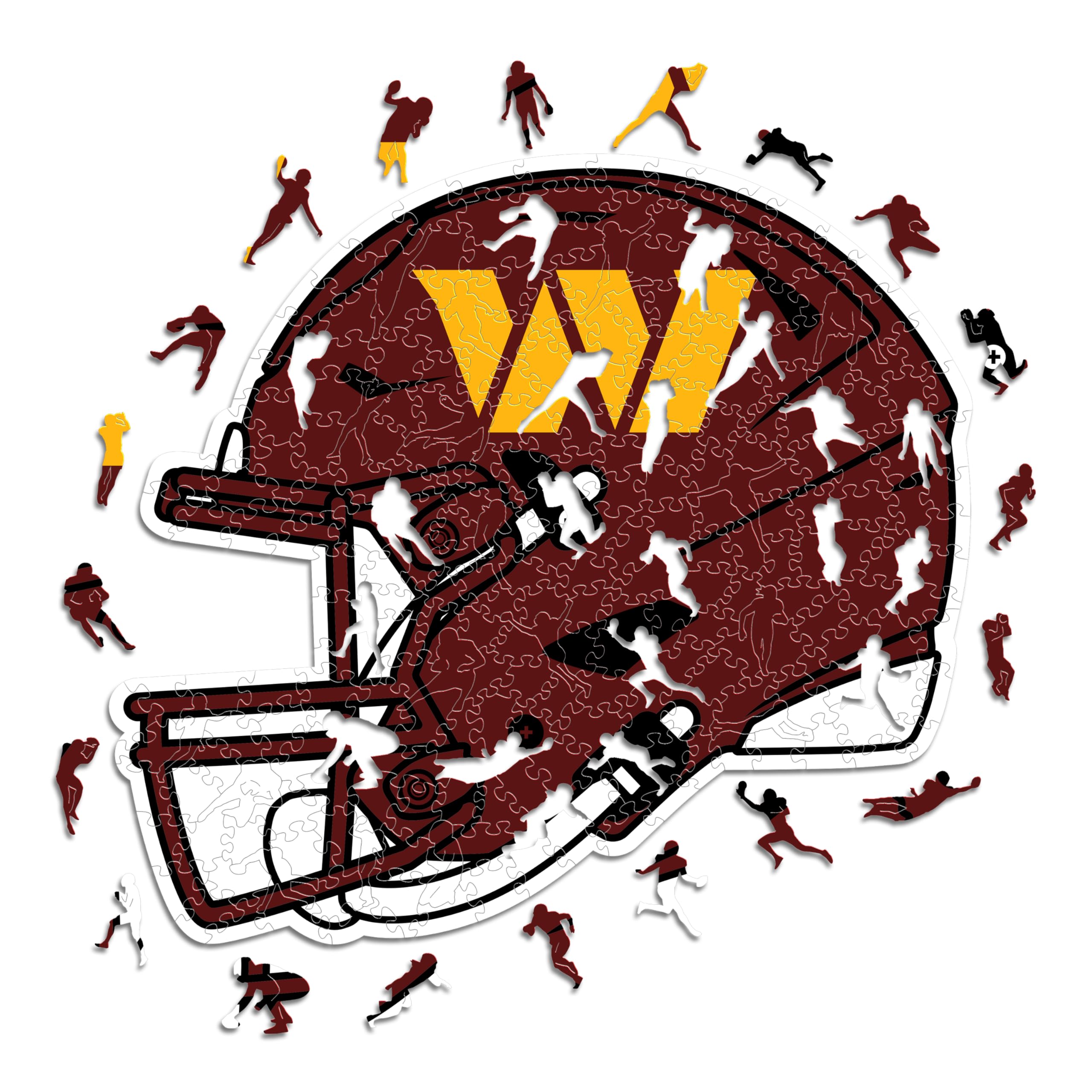 Iconic Puzzles, Washington Commanders Helmet, Wooden Puzzle officially licensed NFL, 100% sustainable