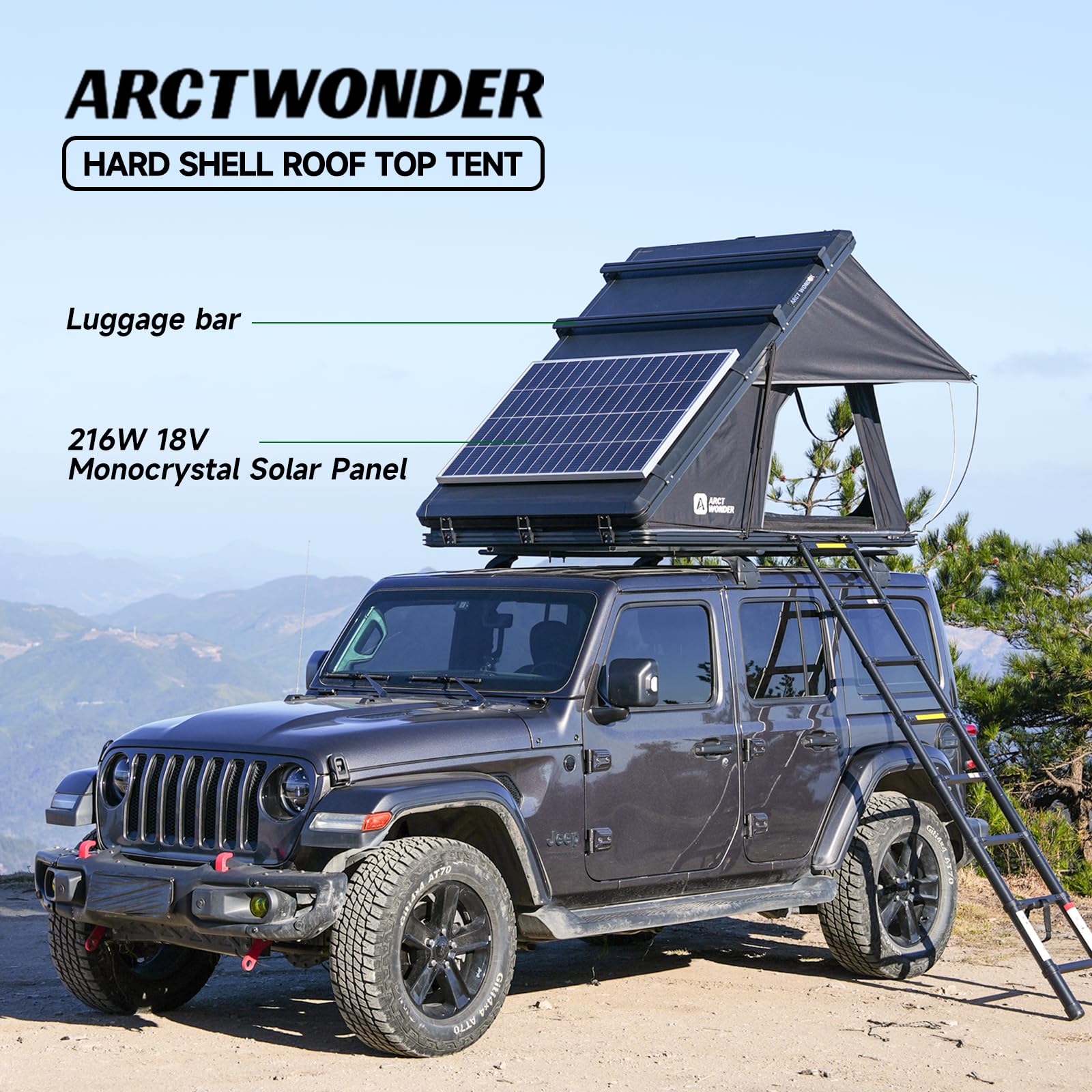 Solar Panel Rooftop Tent Hard Shell - Product View