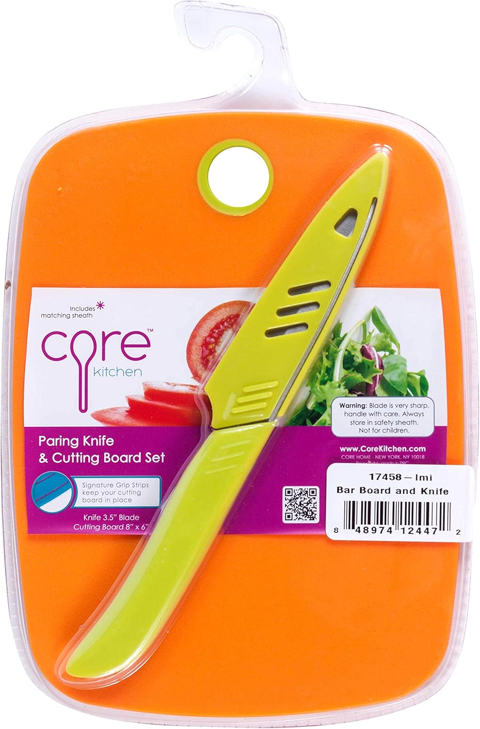 Core Kitchen Pairing Knife With Cover and Cutting Board Set